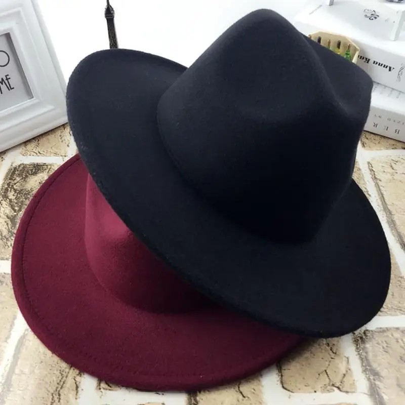 Classic Wide Brim Fedora Hat Felt Panama Jazz Cap Unisex Style, Men, Woman