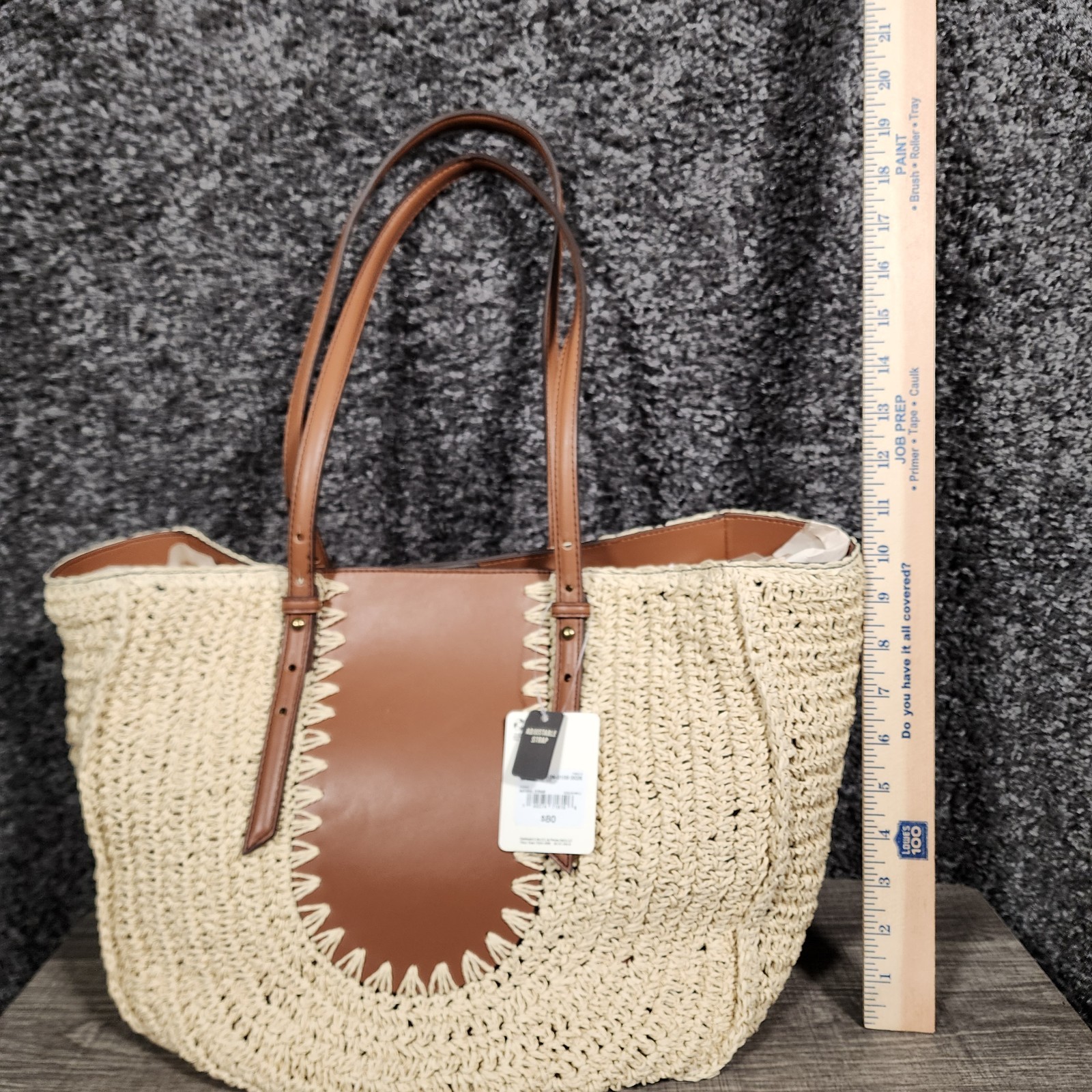 a.n.a Noelle Straw Tote Shoulder Bag Women’s Large Natural Brown Beach Boho NWT