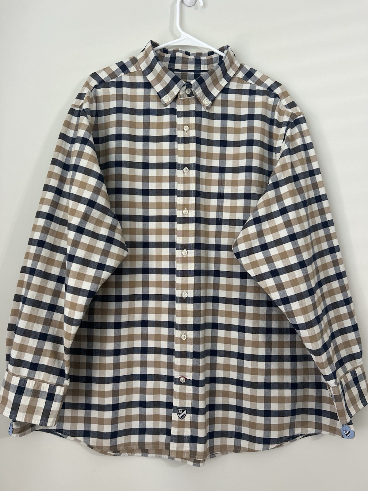 Cremieux Shirt Mens 3XB Black Brown Plaid Long Sleeve Button Down Pocket Work