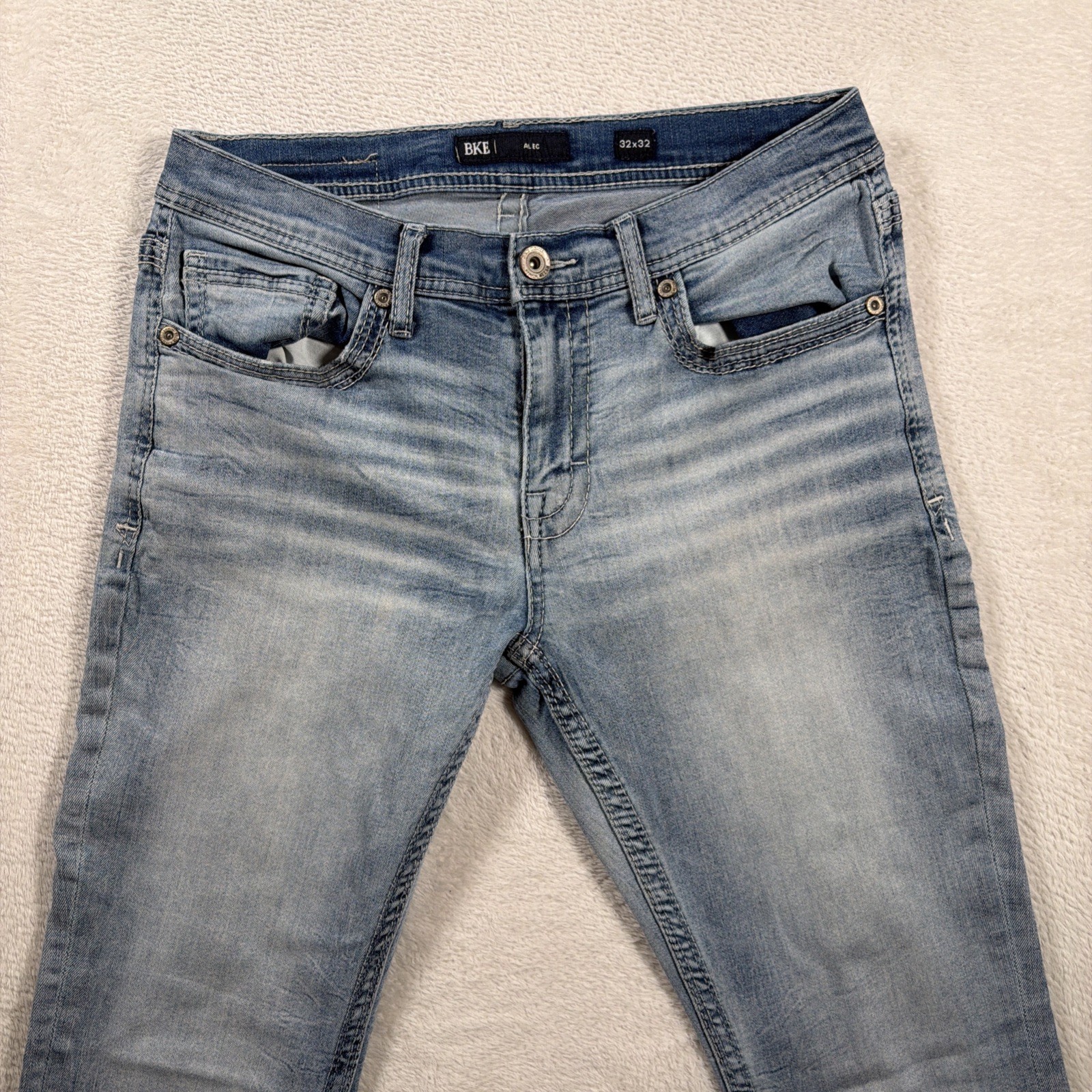 BKE Alec Men’s Straight Jeans 32×32 Light Wash Stretch Denim