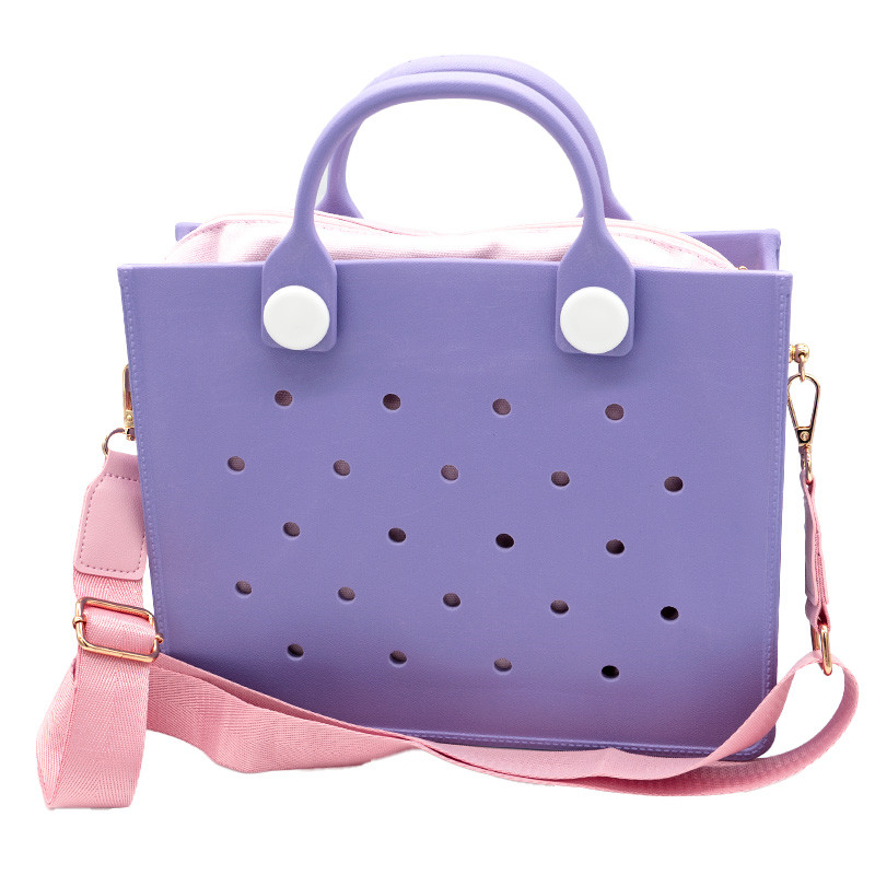 Waterproof EVA Rubber Tote Bag Women Washable Beach Handbag Shoulder Strap Trave