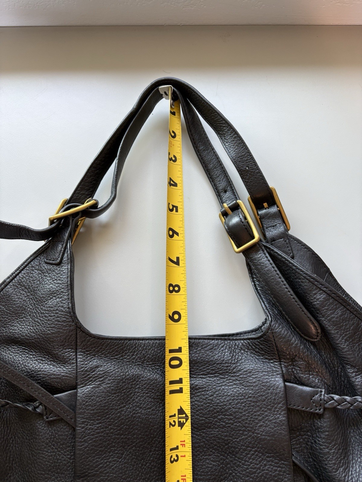 Elliott Lucca Sintra Black Leather Hobo Shoulder Bag Soft Slouchy Pebbled Bag