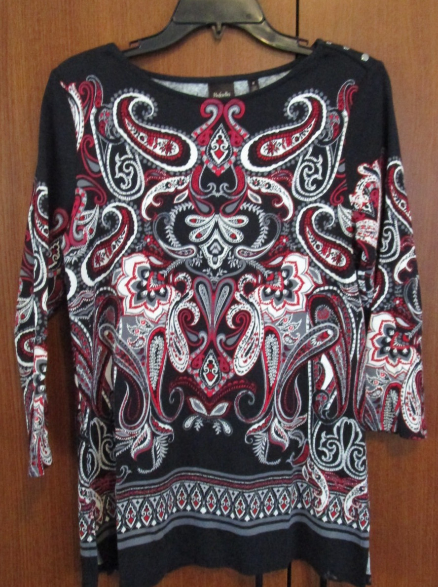Rafaella Tunic Top Paisley Sz Medium 100% Cotton Bust 39 Length 26.5 in