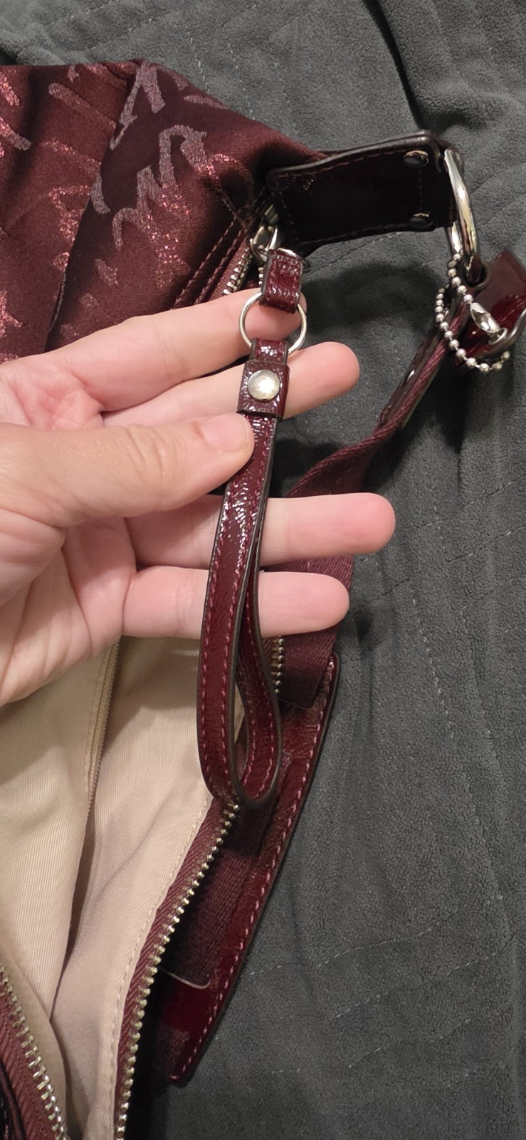 Coach Burgundy Dark Red Poppy Signature F17472 Hobo Bag Rare Holiday Limited