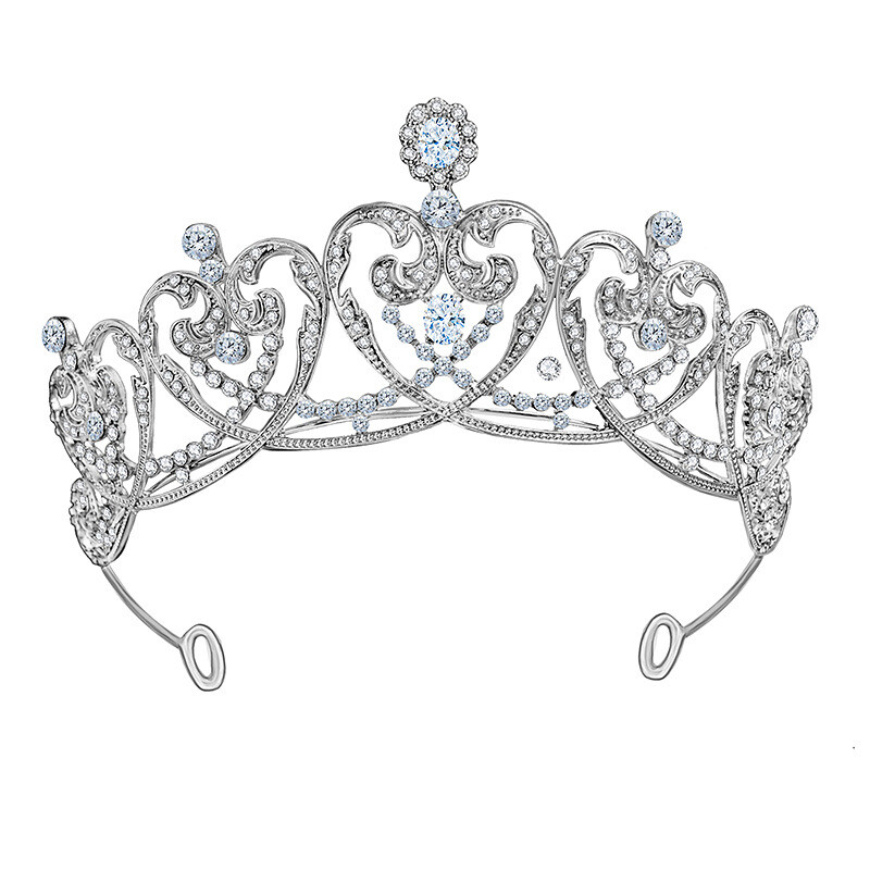 7cm Tall Quality Heart CZ Crystal Wedding Bridal Queen Princess Prom Tiara Crown