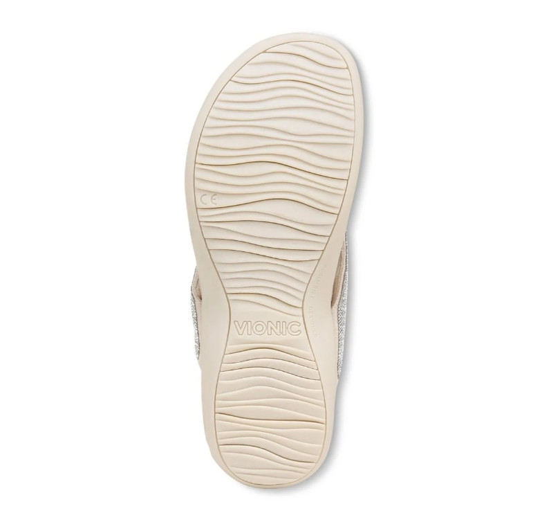 Vionic Dillon Shine Toe Post Sandal Women Comfort Rhinestone Flat Flip Flop