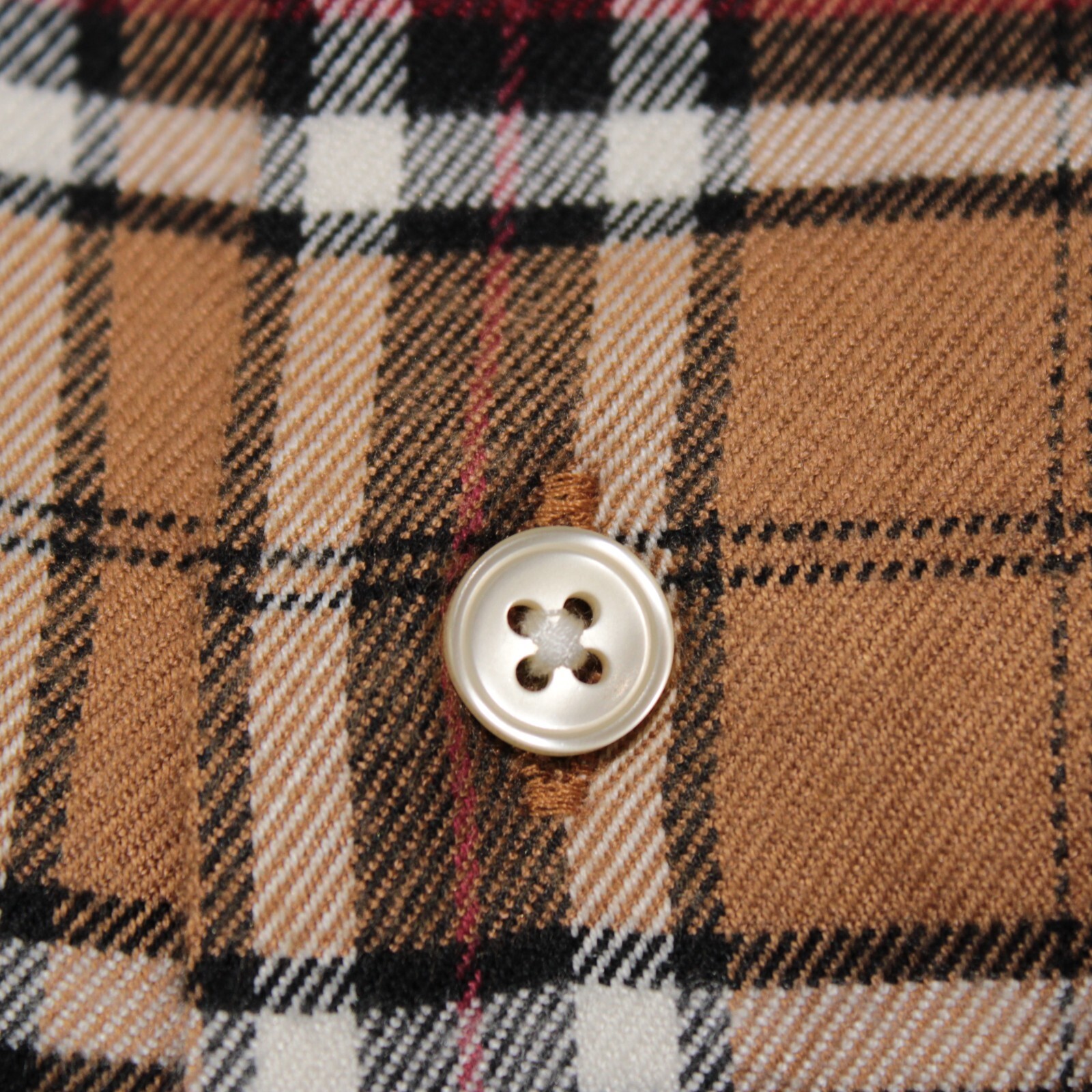 Caliban NWOT Dress Shirt Size 44 17.5 in Brown/Multicolor Plaid Cotton Blend