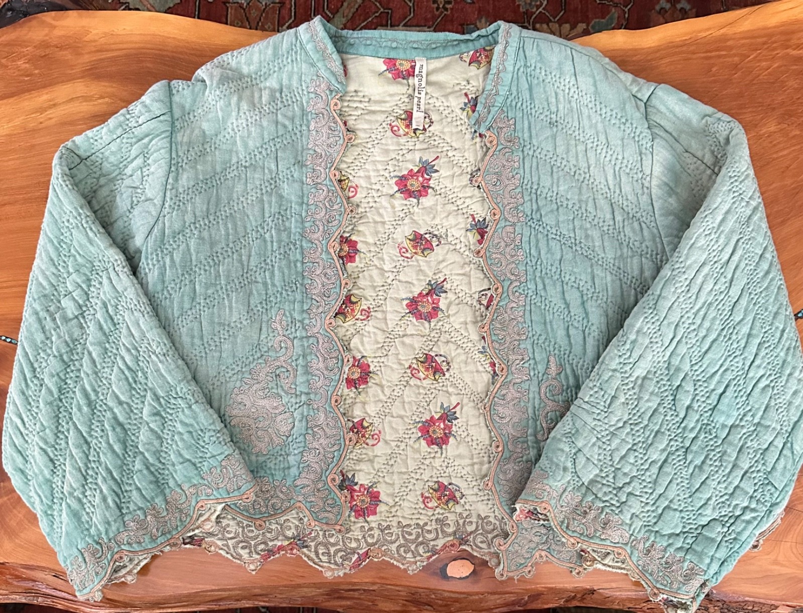 Magnolia Pearl Collector Sasha Quilted Floral Lined Jacket New Without Tags