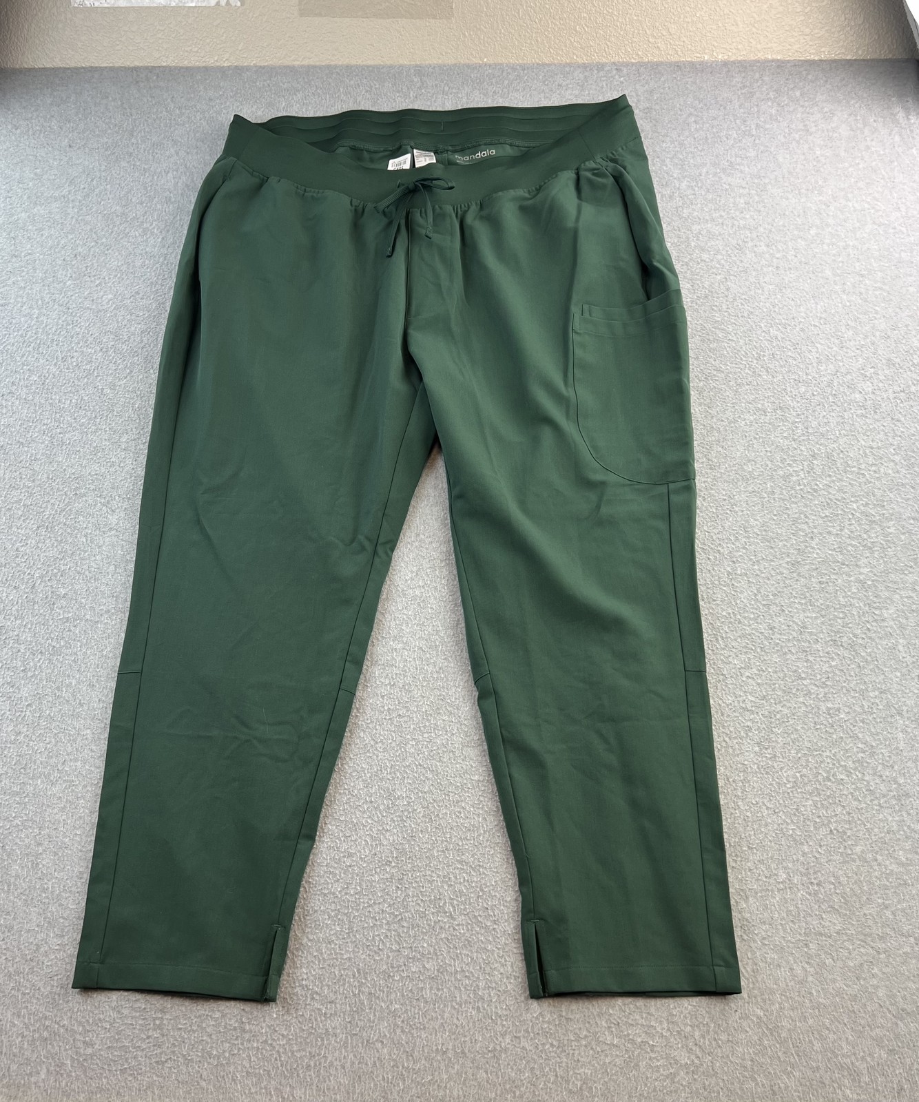 Mandala Slim Pants Womens 2XL Petite Midnight Green Scrub Jogger Stretch Pockets
