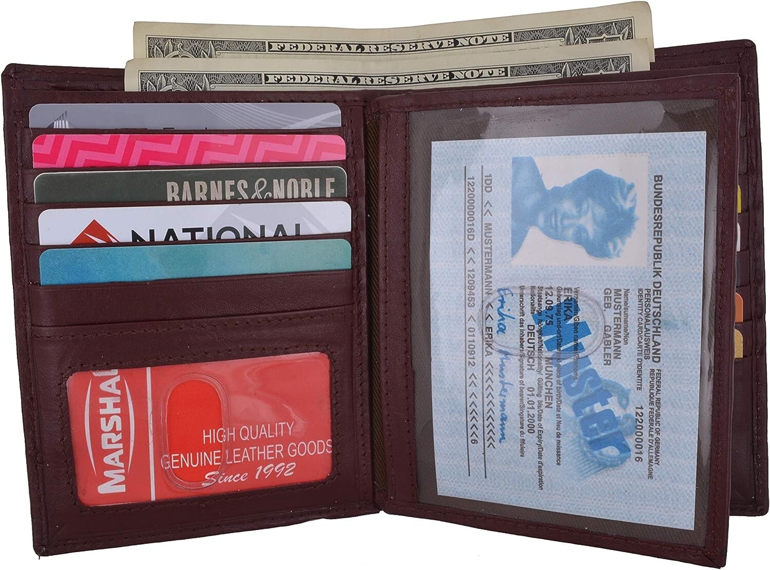 Men’s Genuine Leather Bifold Wallet Hipster Credit Card ID Holder RFID Blocking