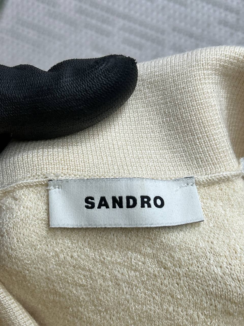 Sandro Jacket Womens 1 Us Small Beige Black Pea Coat