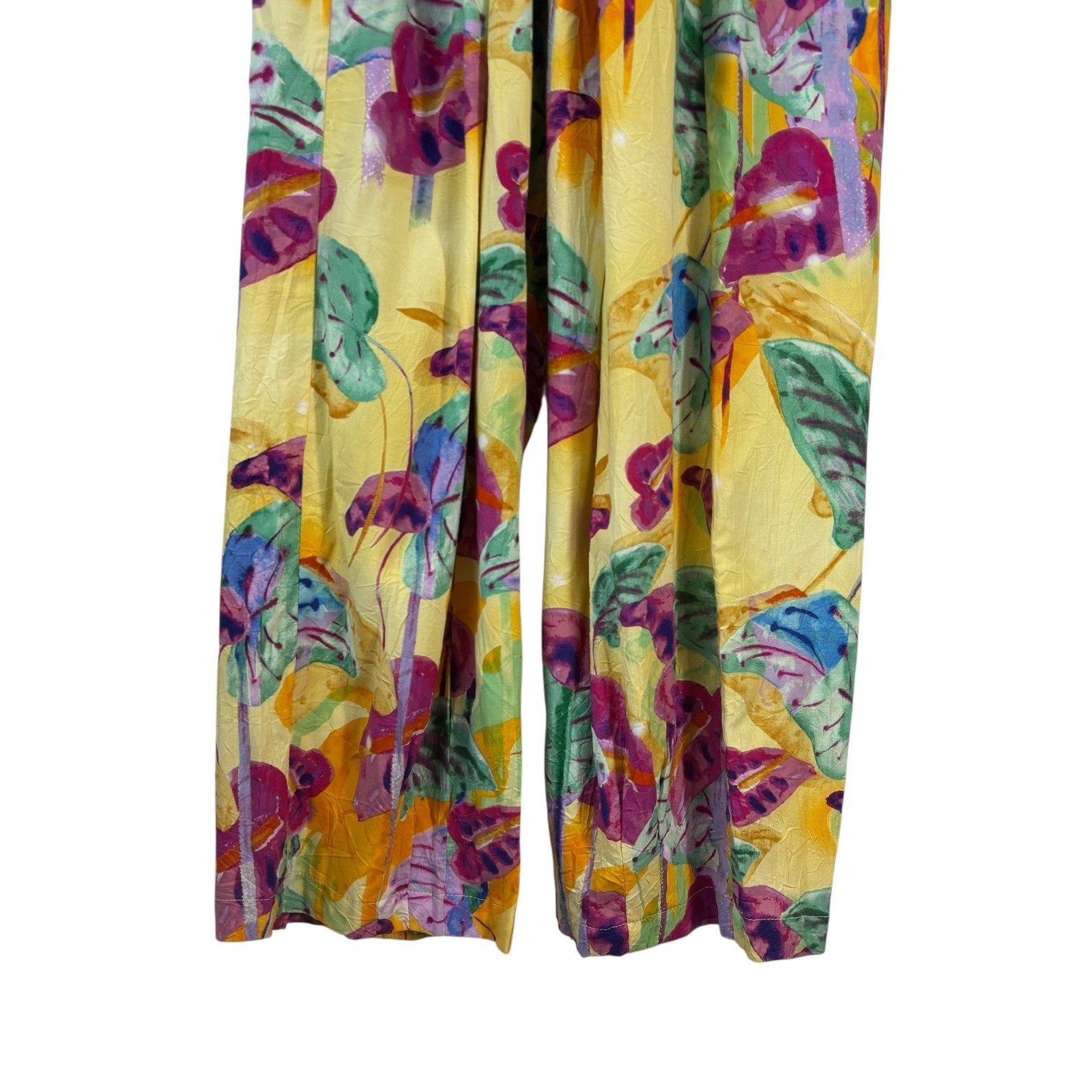 Jams World Pants XS Floating Garden Bright Colorful Rayon Drawstring Cinch Waist