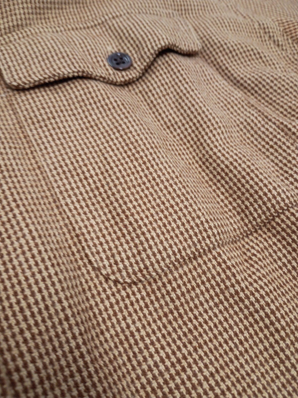Polo Ralph Lauren Bowen Flannel Shirt L Rust Brown Hounds Tooth Cotton Suede
