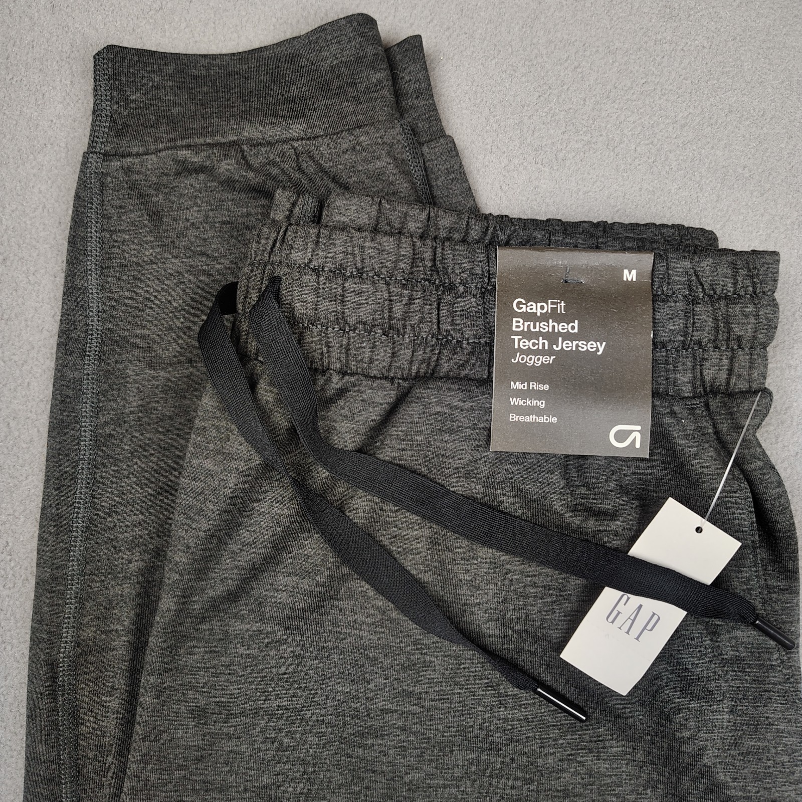 GapFit Brushed Tech Jersey Jogger Women Medium Charcoal Mid Rise Dry Wicking $60