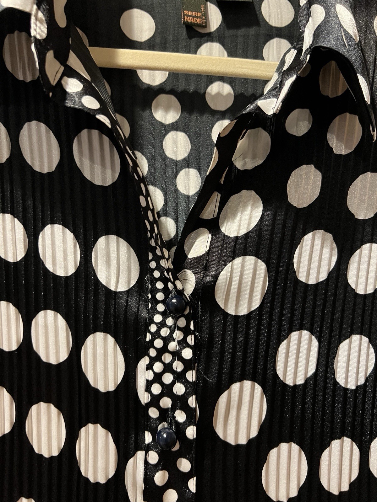 Vintage Funky White And Black Polka Dot Blouse