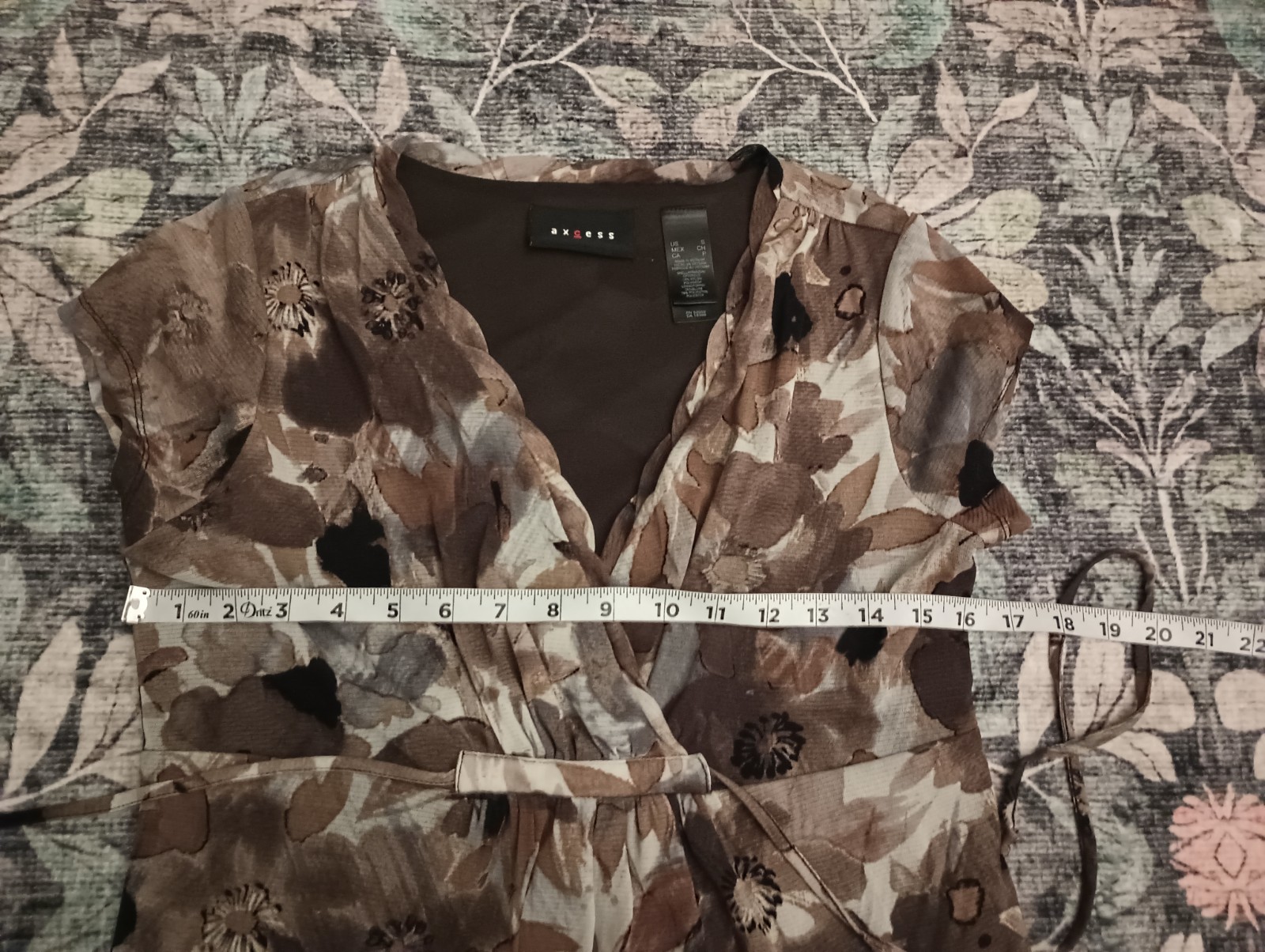 Axcess Womens Y2K Forest Fairy Babydoll Top Small Brown Tie Waist Bloomcore
