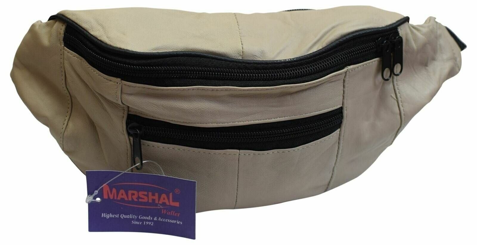 Mens Womens Genuine Leather Fanny Pack Pouch Waist Bag Slim Design Hiking Campin