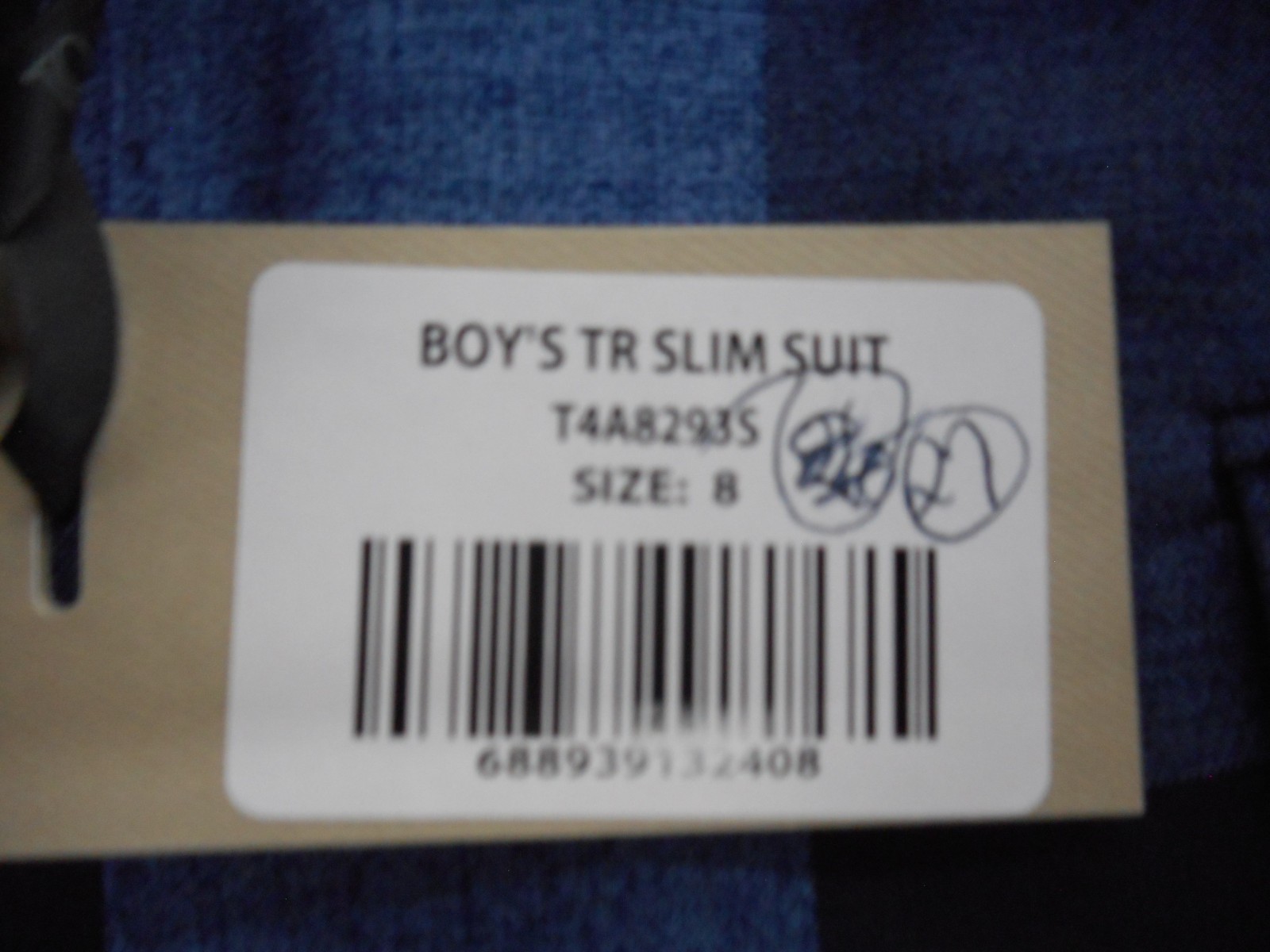 Boys T.O. Deep & Navy Blue Large Checked Jacket & Pants 2PC Suit Slim Sizes 8-16