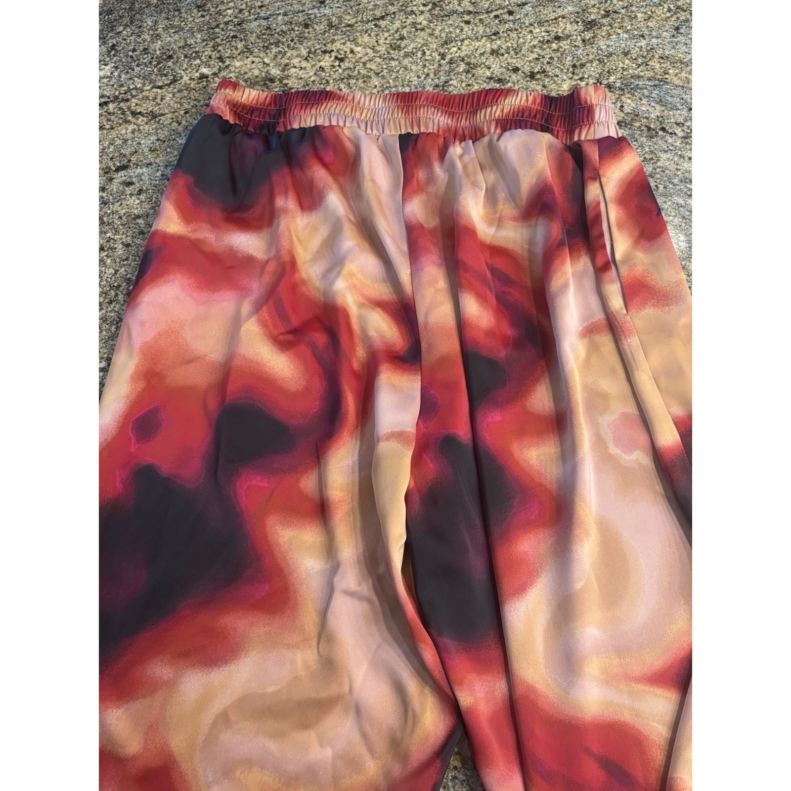 Nina Parker Trendy Printed Pants Plus Size 1X Red Black Purple – (RED)