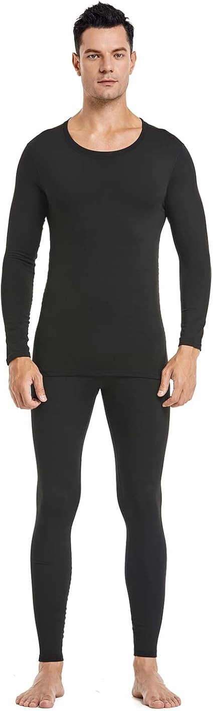 PISIQI Thermal Underwear Men’s Ultra-Soft Long Johns Set with Top & Bottom, XXL