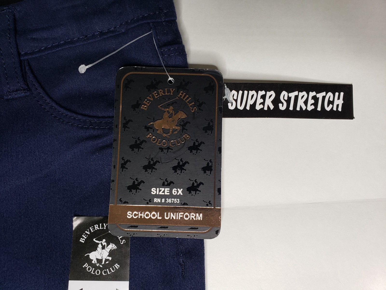 Size 6X – Boys or Girls School Uniform Stretch Long Pants – Navy Blue