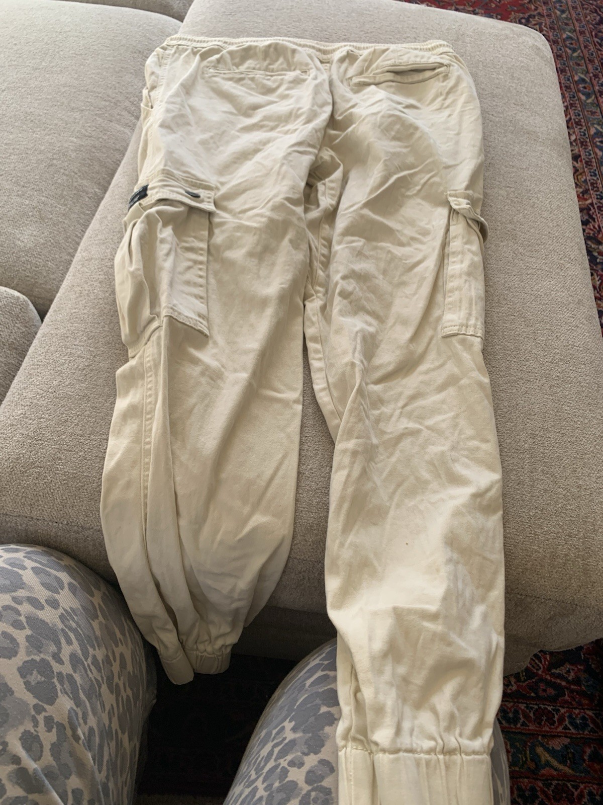 Wesc Khaki Cargo jogger 30w Well Made Thicker Fabric cream, color, extra large