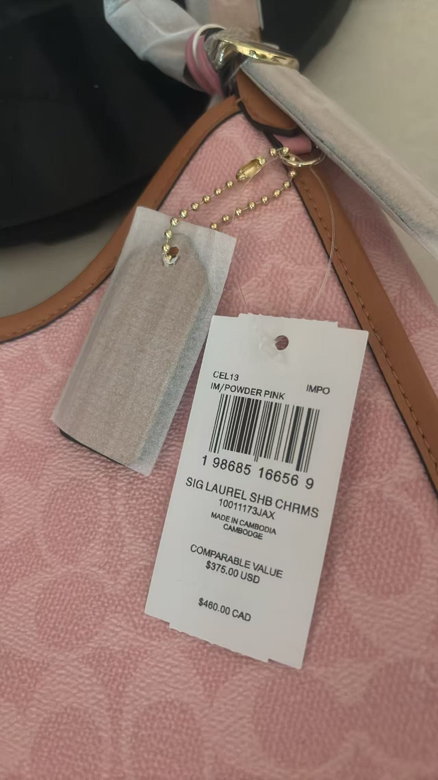 NWT Coach CEL13 Erin Shoulder Bag In Signature Canvas With Charms Powder Pink