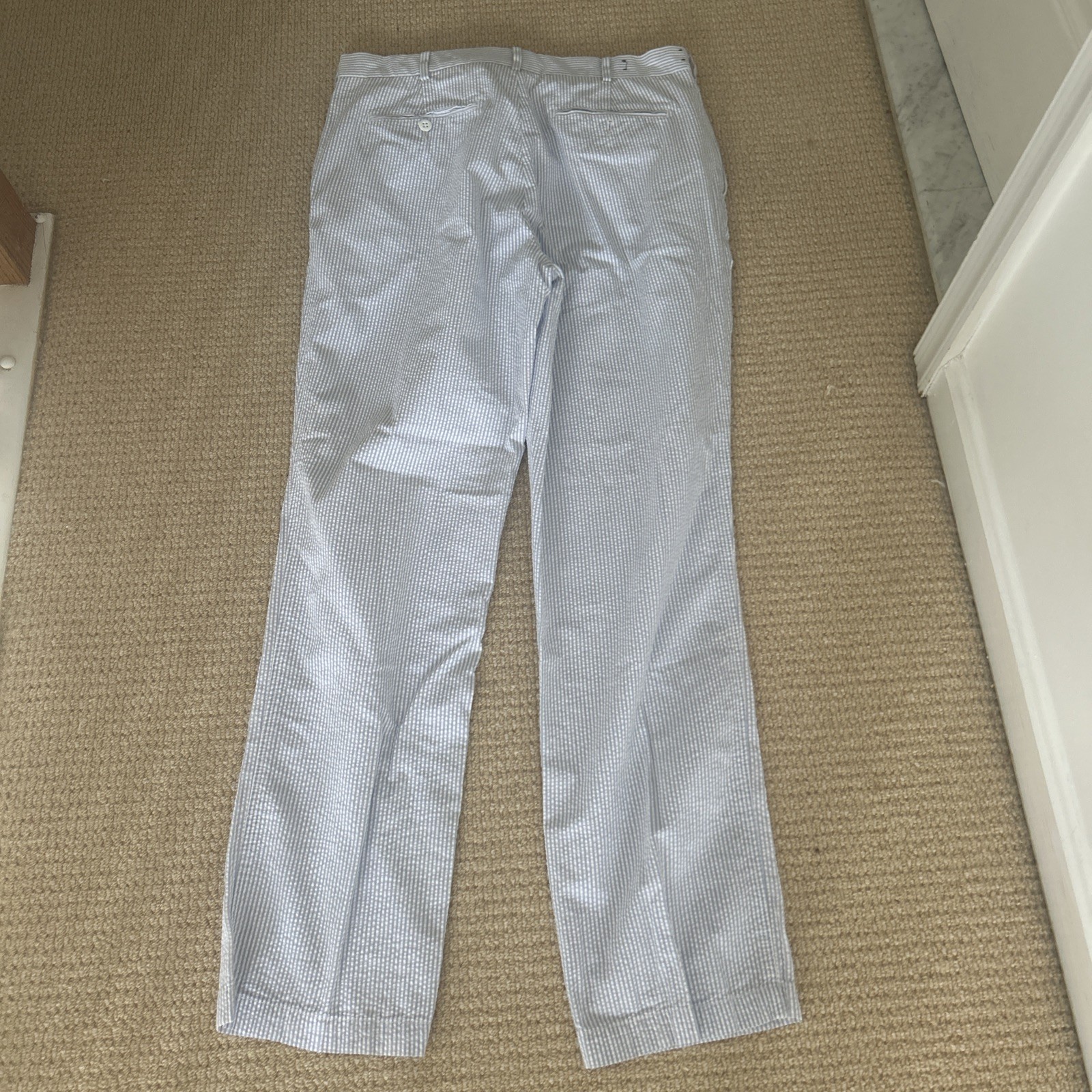 Daniel Cremieux Blue Label Seersucker Pants Men 34×32 Striped Flat Front Preppy