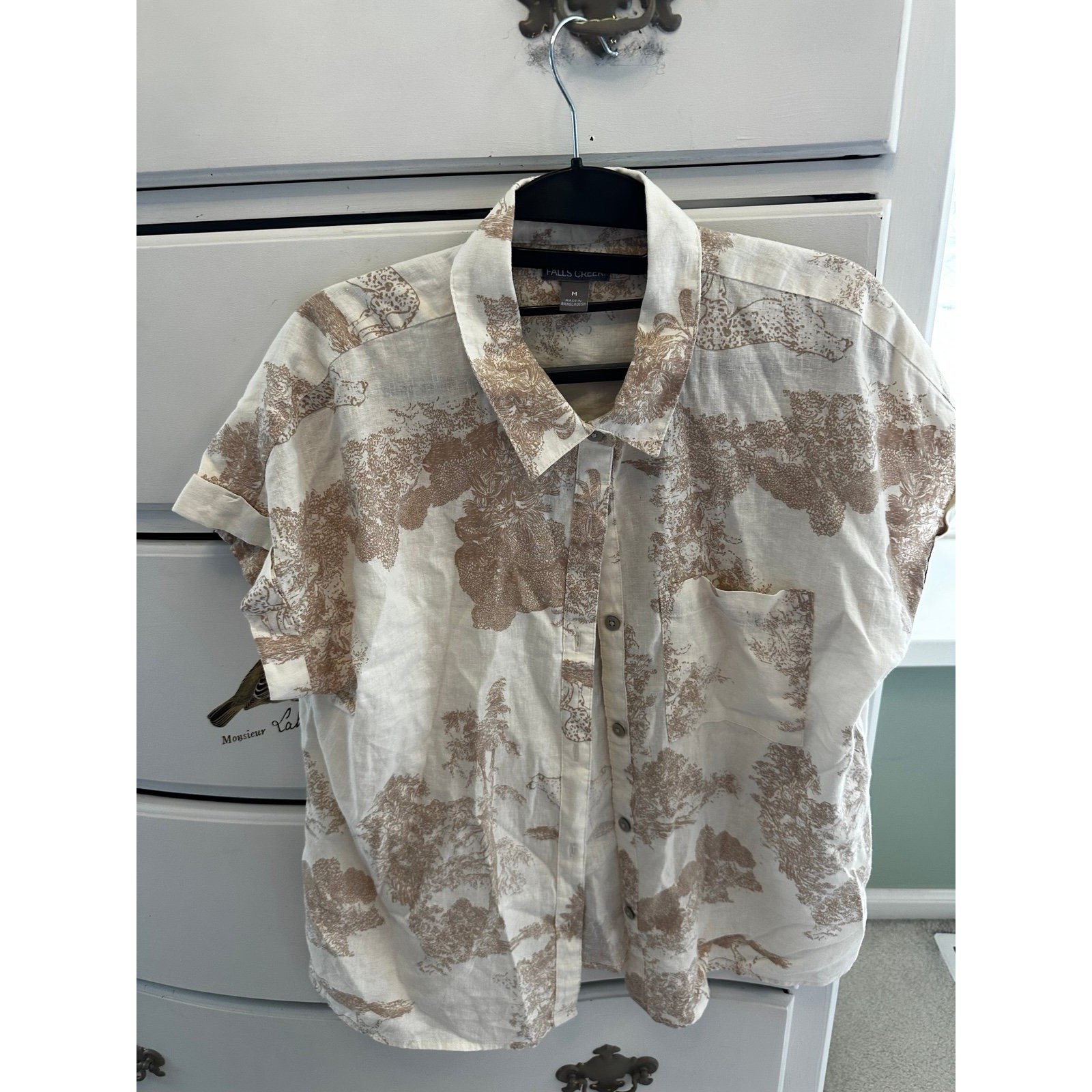 Brand new Falls Creek linen blend short sleeved shirt women’s size Medium