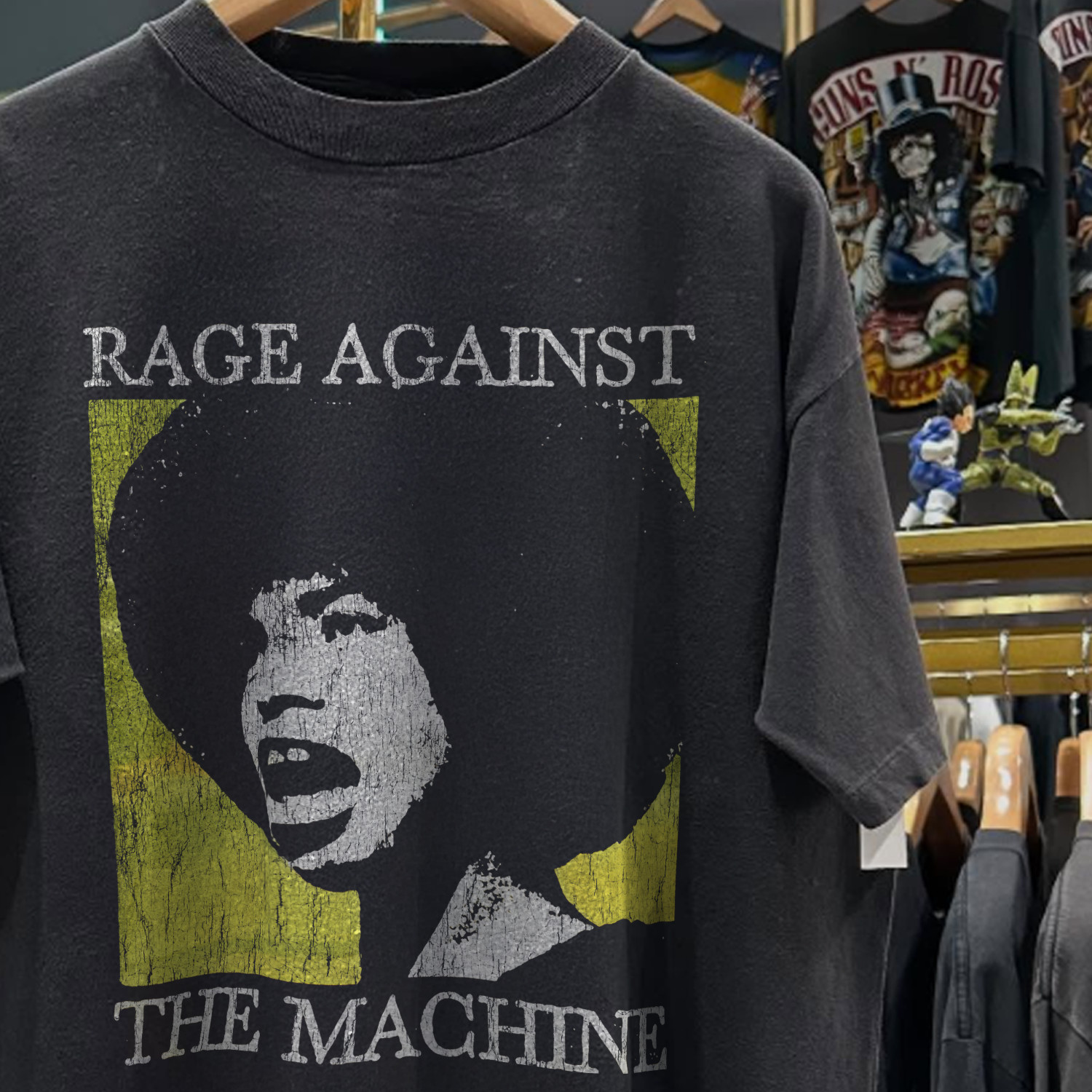 90s Rage Resist RATM X Angela Davis Washed T-Shirt Black L