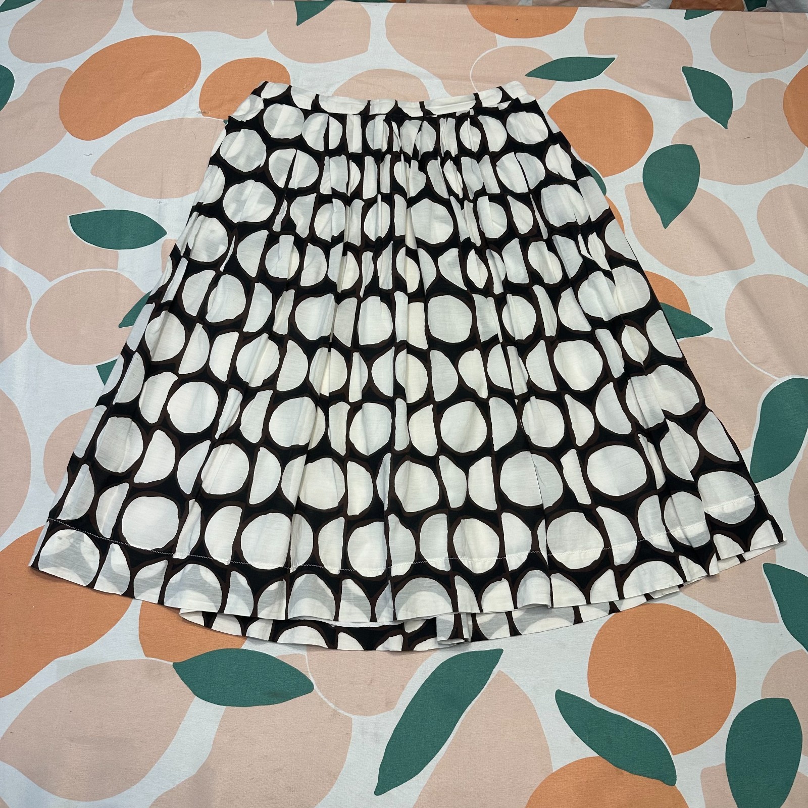 Piazza Sempione Pleated Midi Skirt Women’s 6 IT40 Black White Polka Dot Print