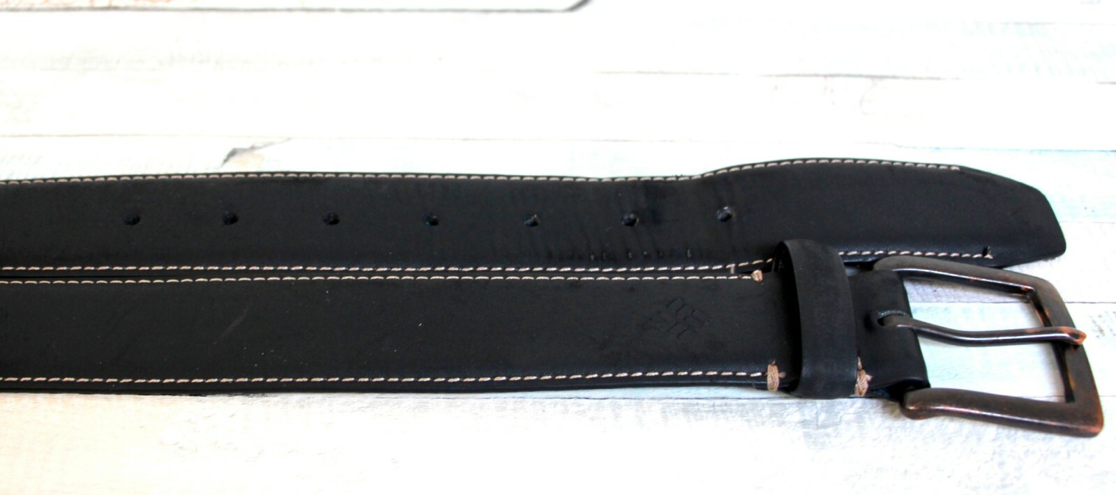 Columbia BLACK GENUINE LEATHER+PVC 1 3/8″Wd CASUAL DRESS MEN’S BELT Sz 36 (F47