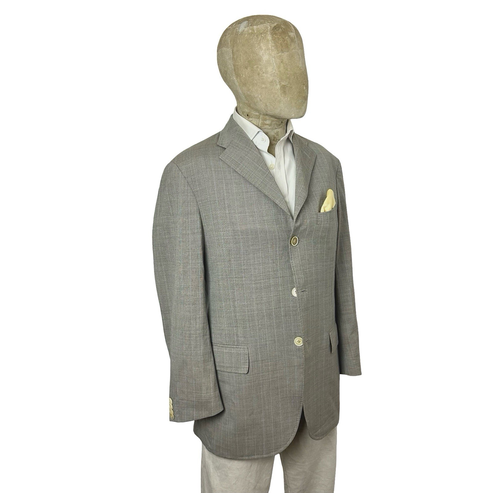 Corneliani Blazer Jacket 40” Wool Summer Grey Check Sport Coat Men’s Italian
