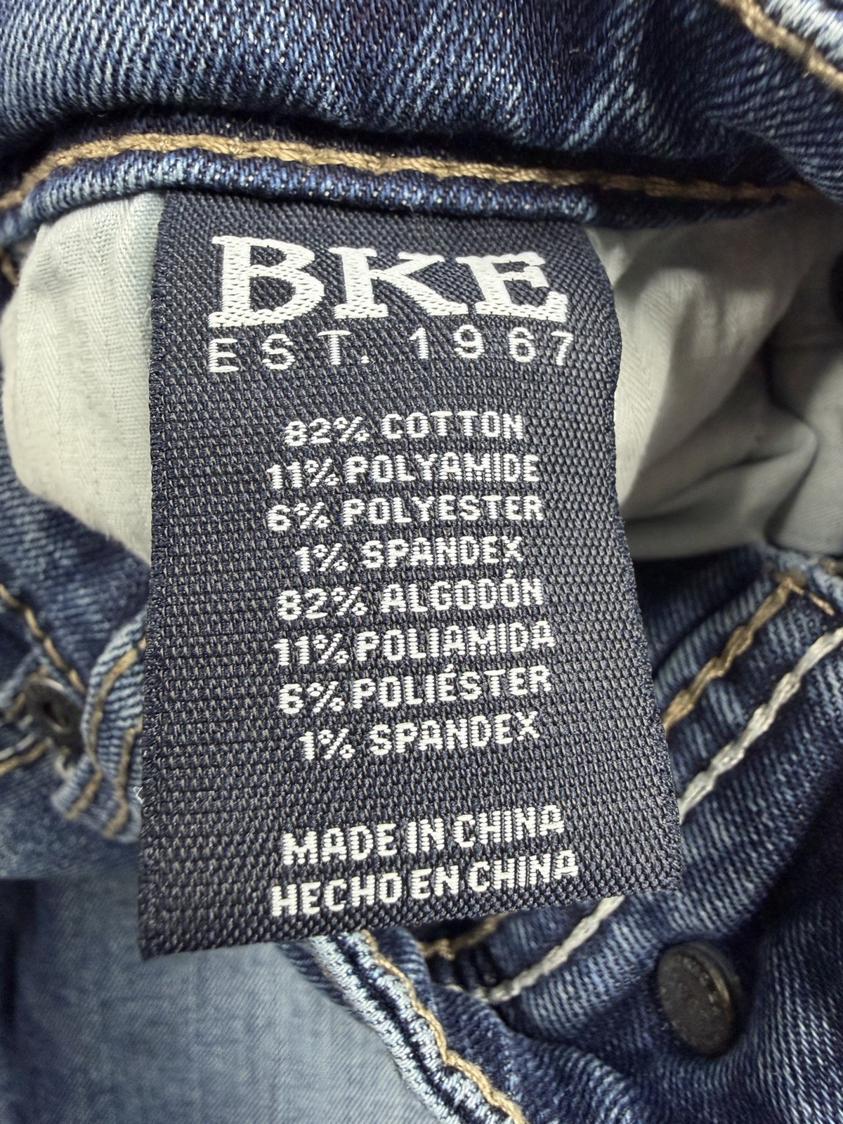 Buckle BKE Jake Straight Jeans Dark Wash Stretch Whiskered Denim Mens 33×34