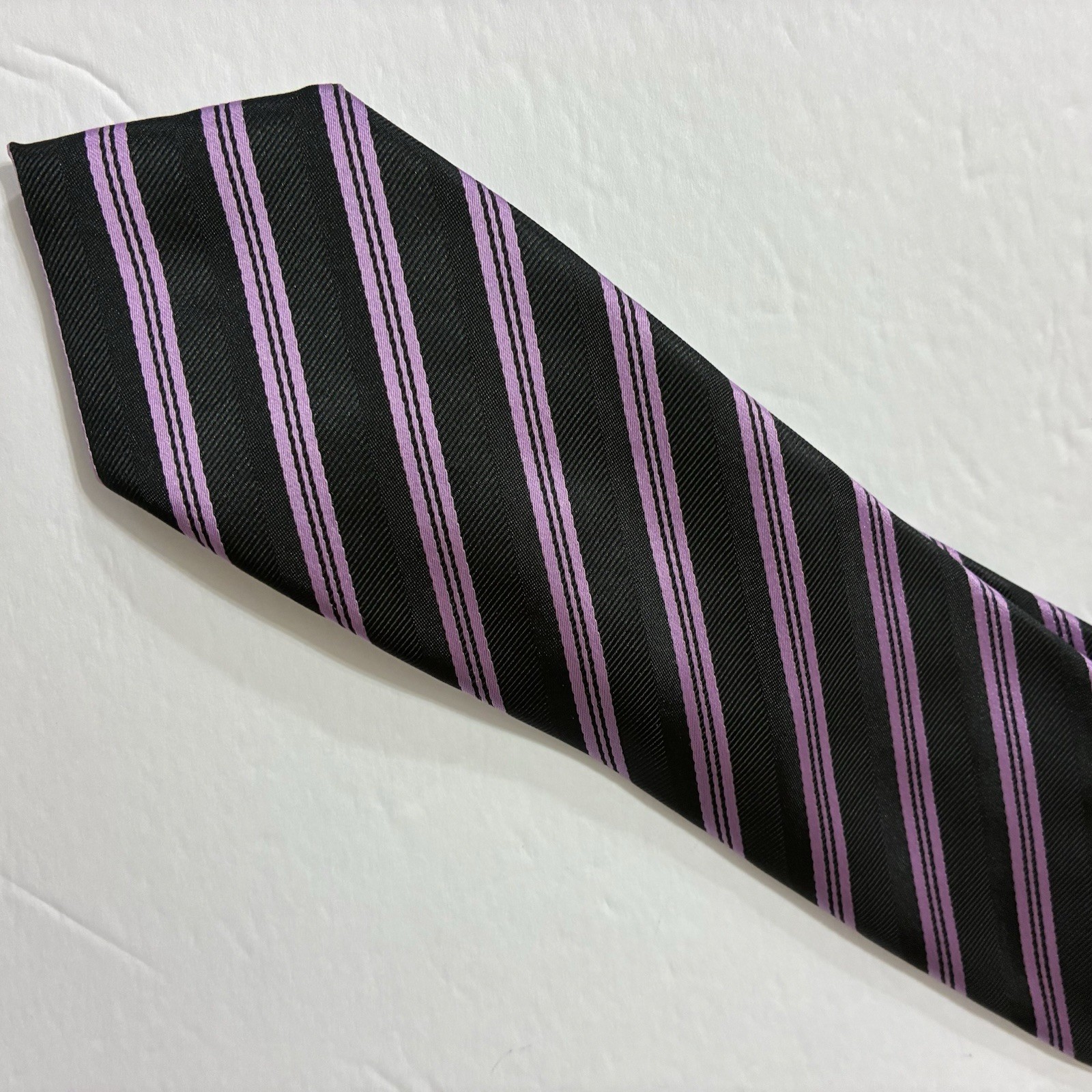 J. Ferrari Tie Black Purple Striped JF J Ferrar Narrow Necktie 60″ x 3″ Classic