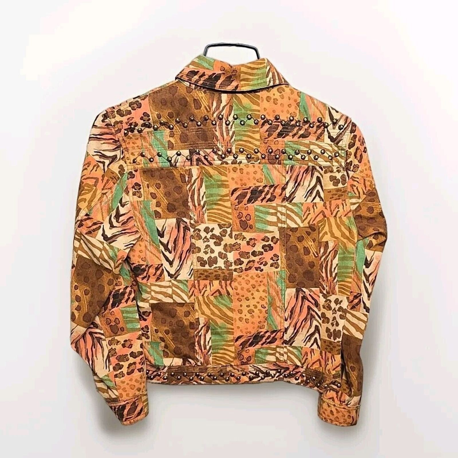 VTG Stonebridge Signature Womens Jacket Petit M Safari Animal Print Snap Front
