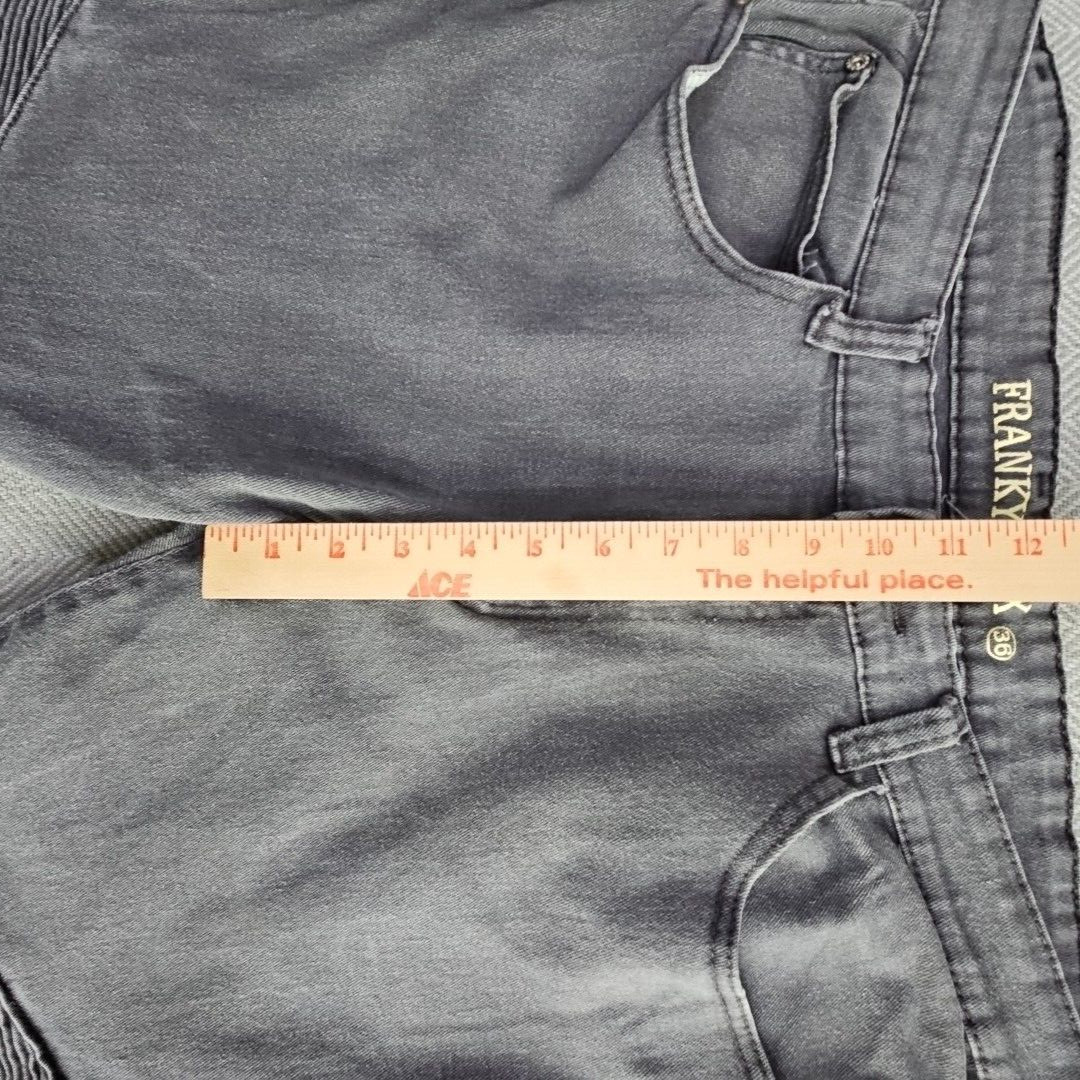 Franky Max Jeans Men’s W36 L30 Tapered Gray Wash Moto Biker Reinforcement Denim
