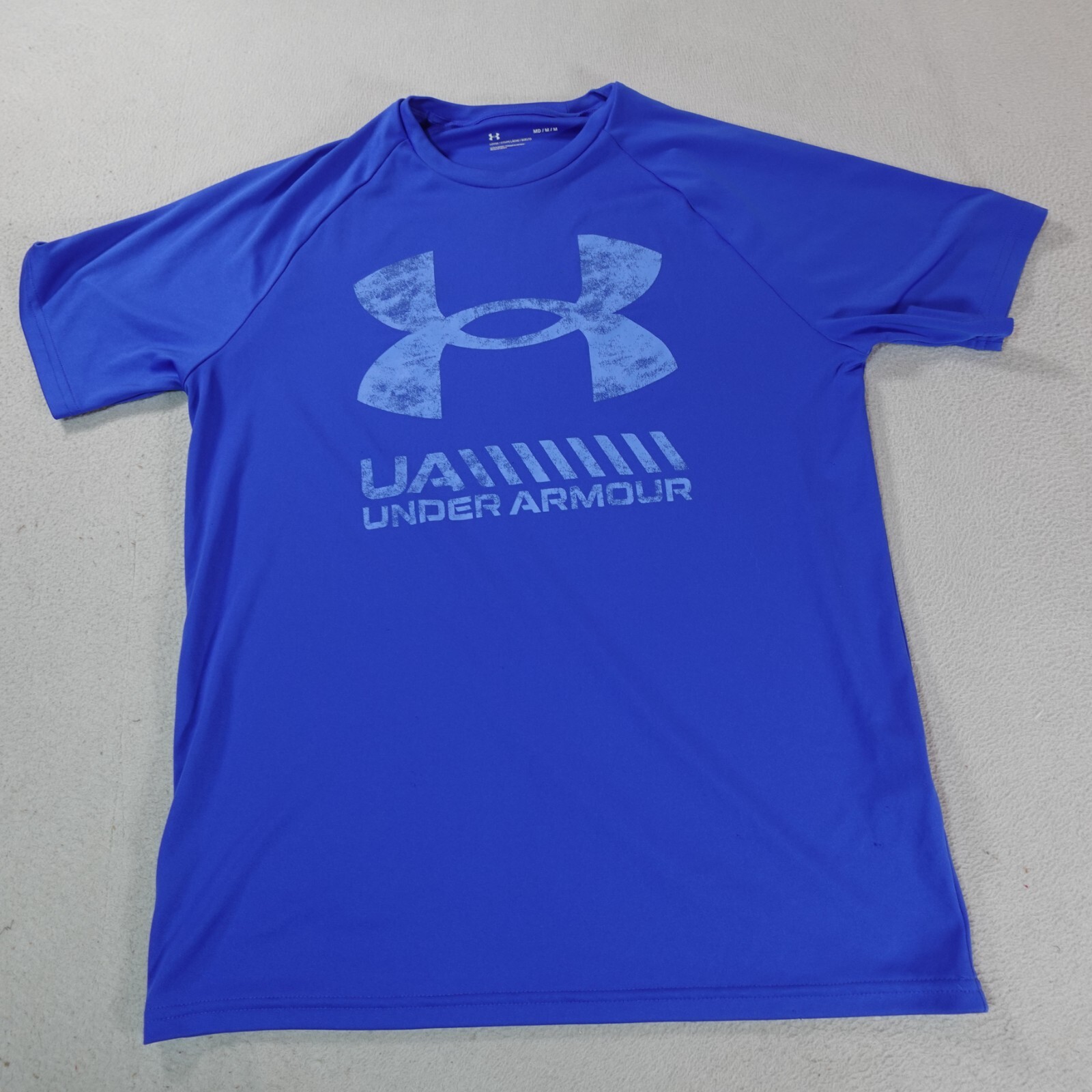 Under Armour Shirt Mens Medium Blue Tee Gym Workout Run Jog Outdoor Sports Ball