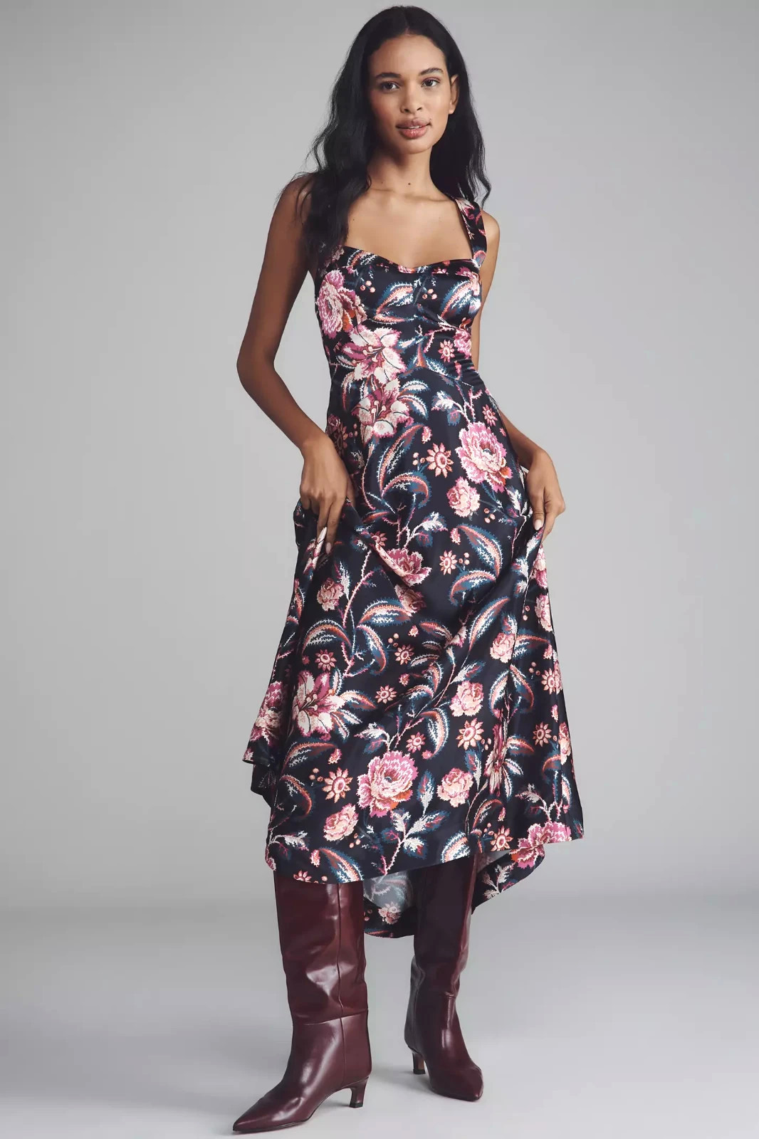 Anthropologie Jocelyn Sleeveless Slip Midi Dress by Maeve Size XXS NWT Floral