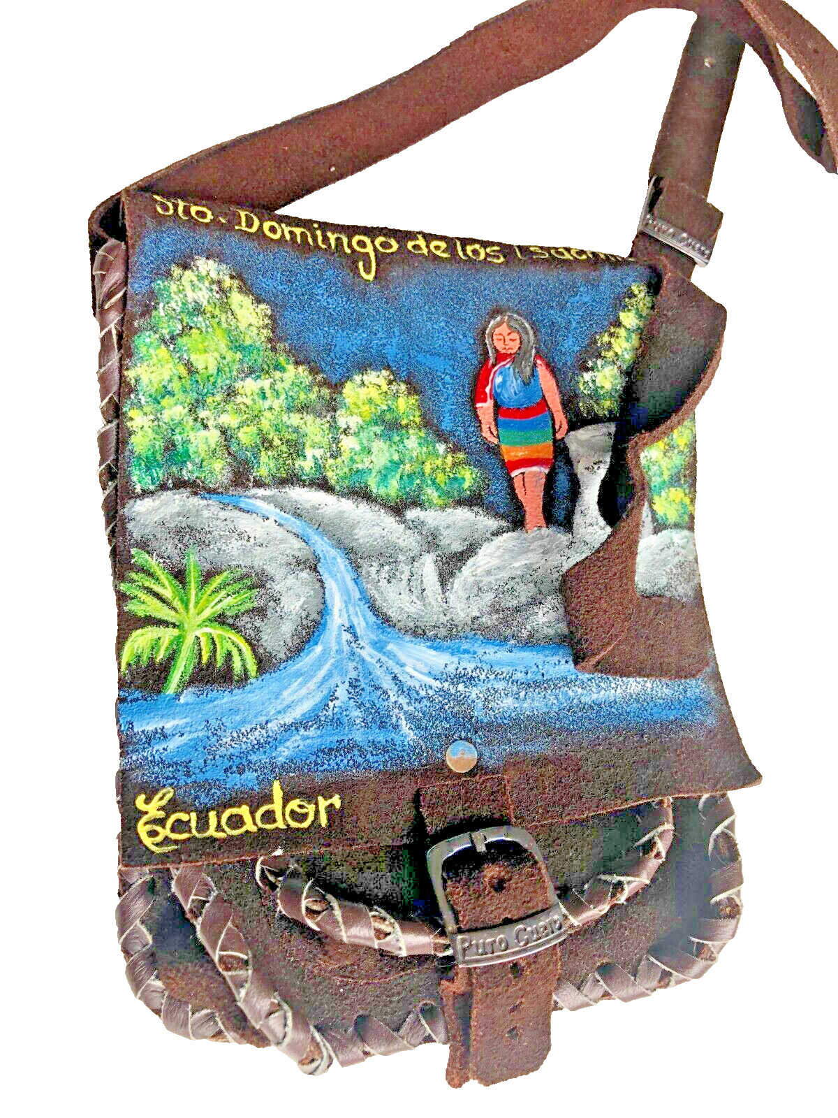 Bag Hand Made Ethnic Indio Hippie Suede Brown Ecuador