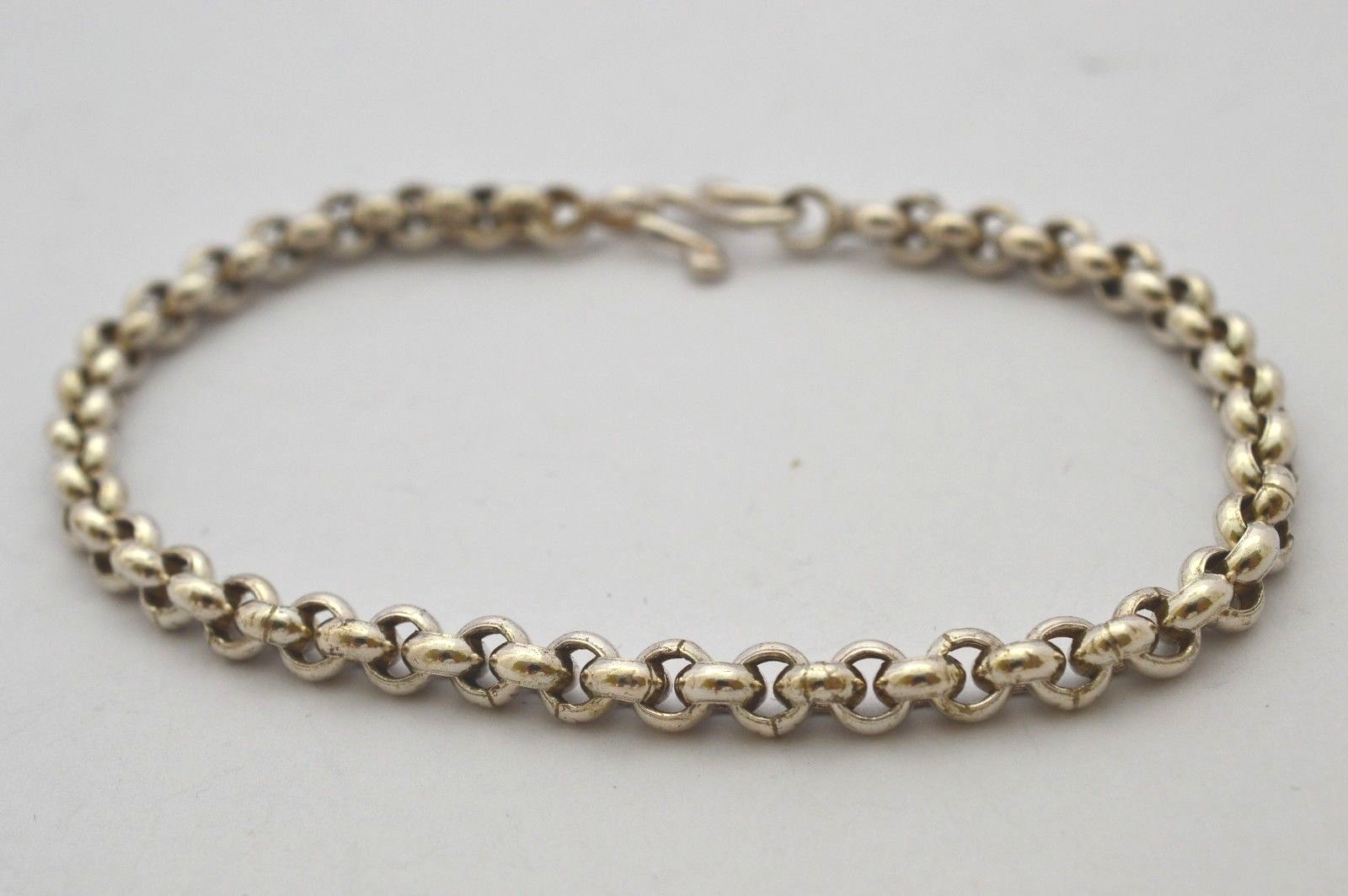 Solid 925 Sterling Silver Rolo Link Chain Bracelets. 12/13g, 21/22cm, 7.8./8.3″