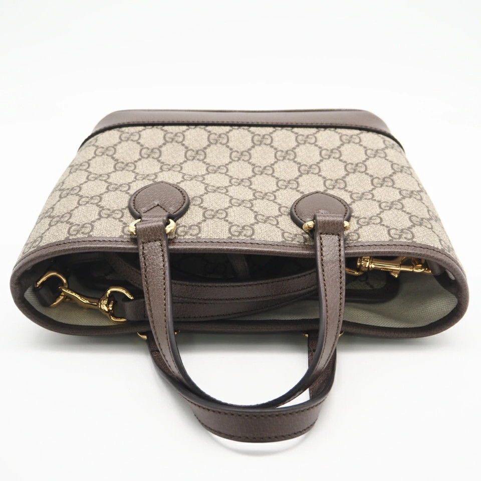 GUCCI GG Supreme Ophidia Small Tote Bag 811716 2WAY Handbag Beige Brown