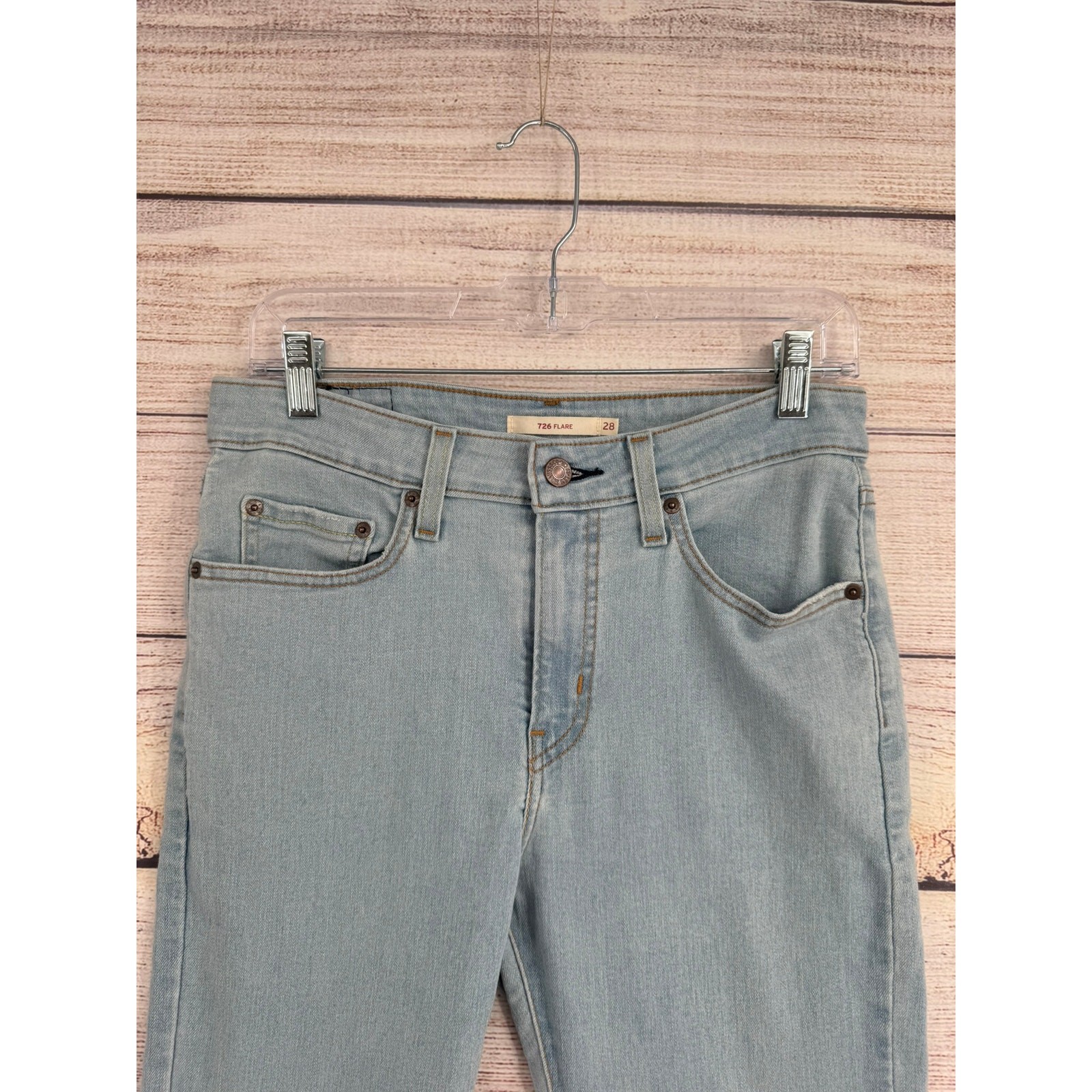 Levi’s 726 Flare Stretch Jeans Womens 28 Blue Light Wash Denim