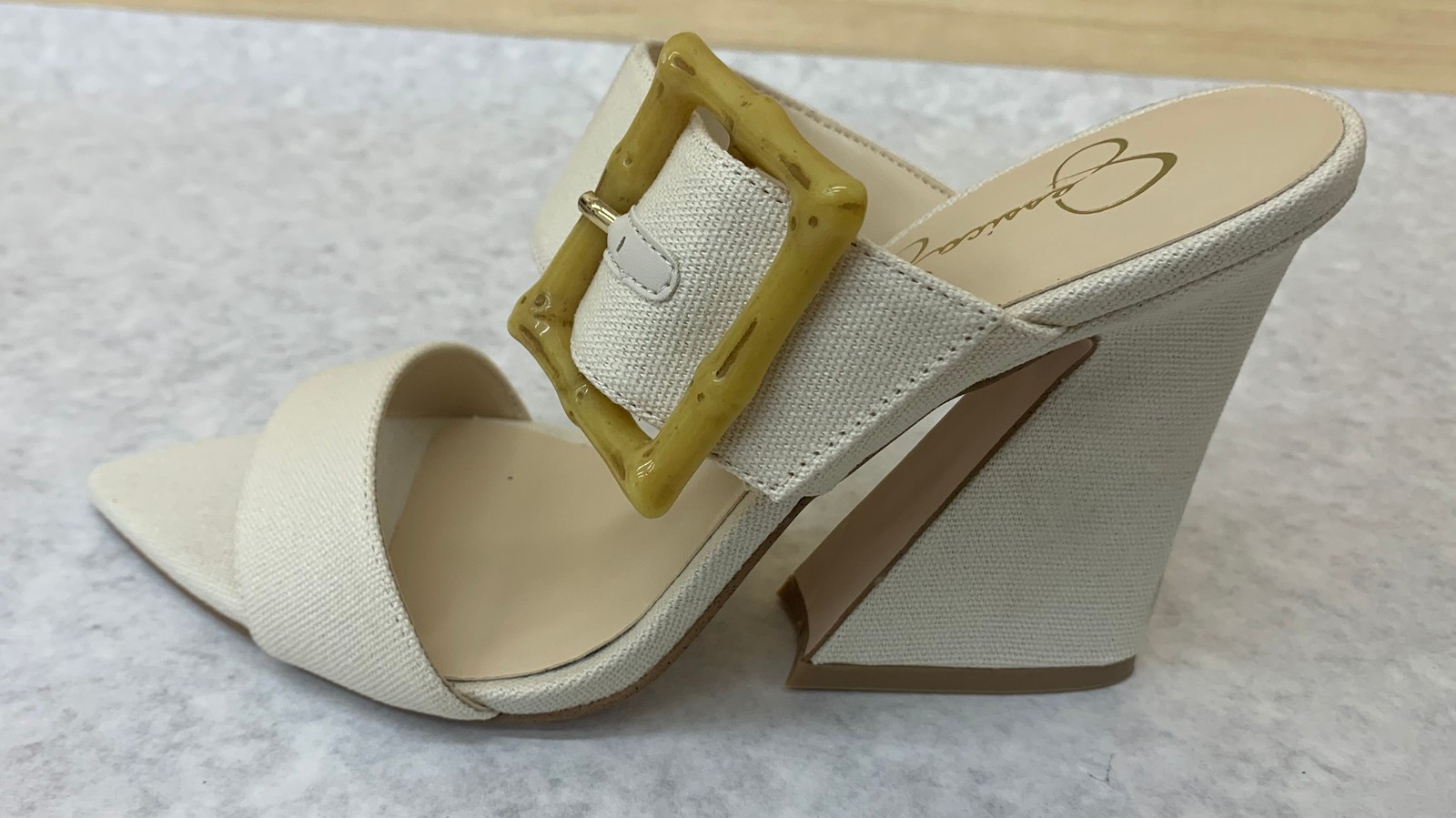 Jessica Simpson Heavy Canvas Pointed Toe Heeled Sandals in Natural Choose Size