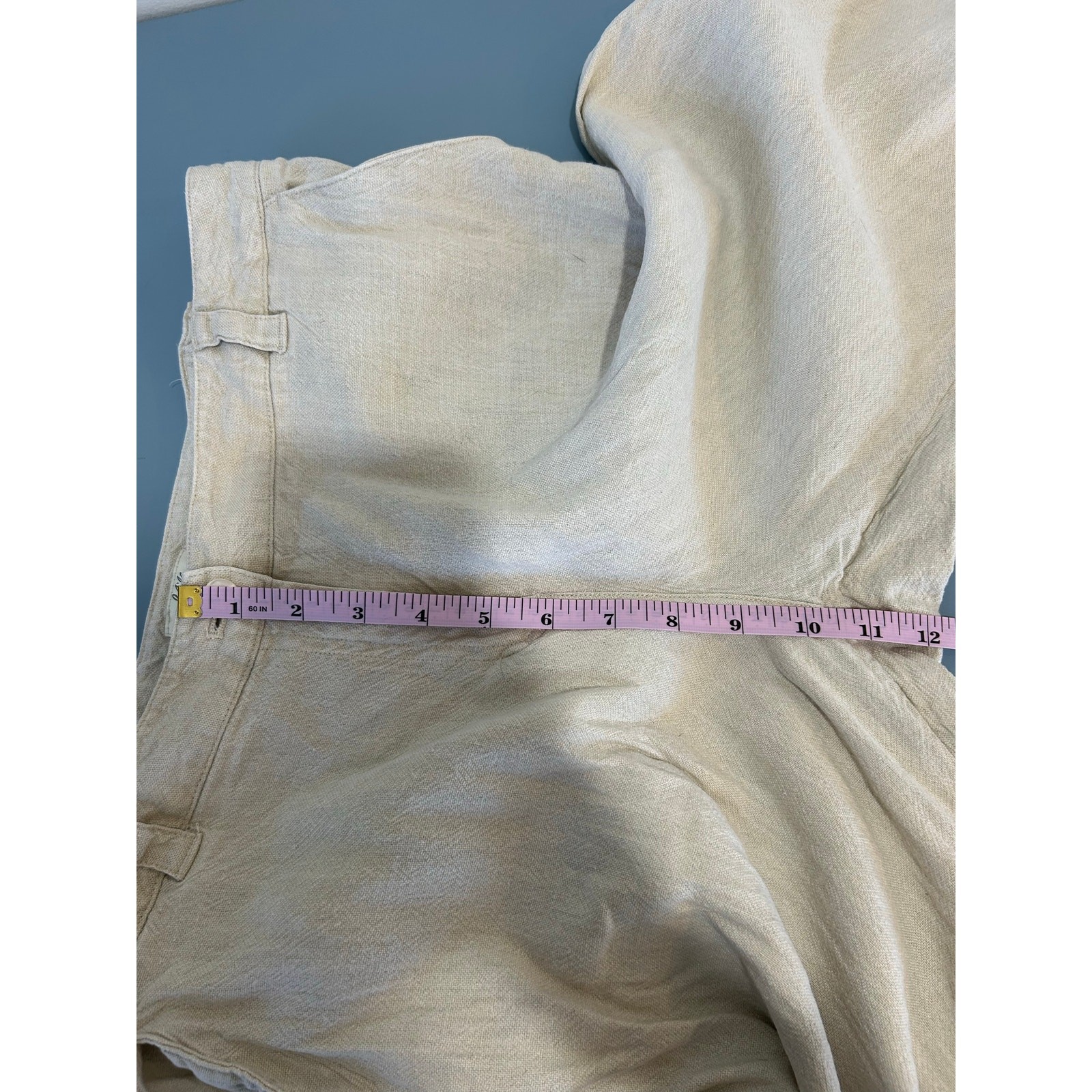 J. Jill Linen blend Pants size 12 cream wide leg zipper button closure pockets