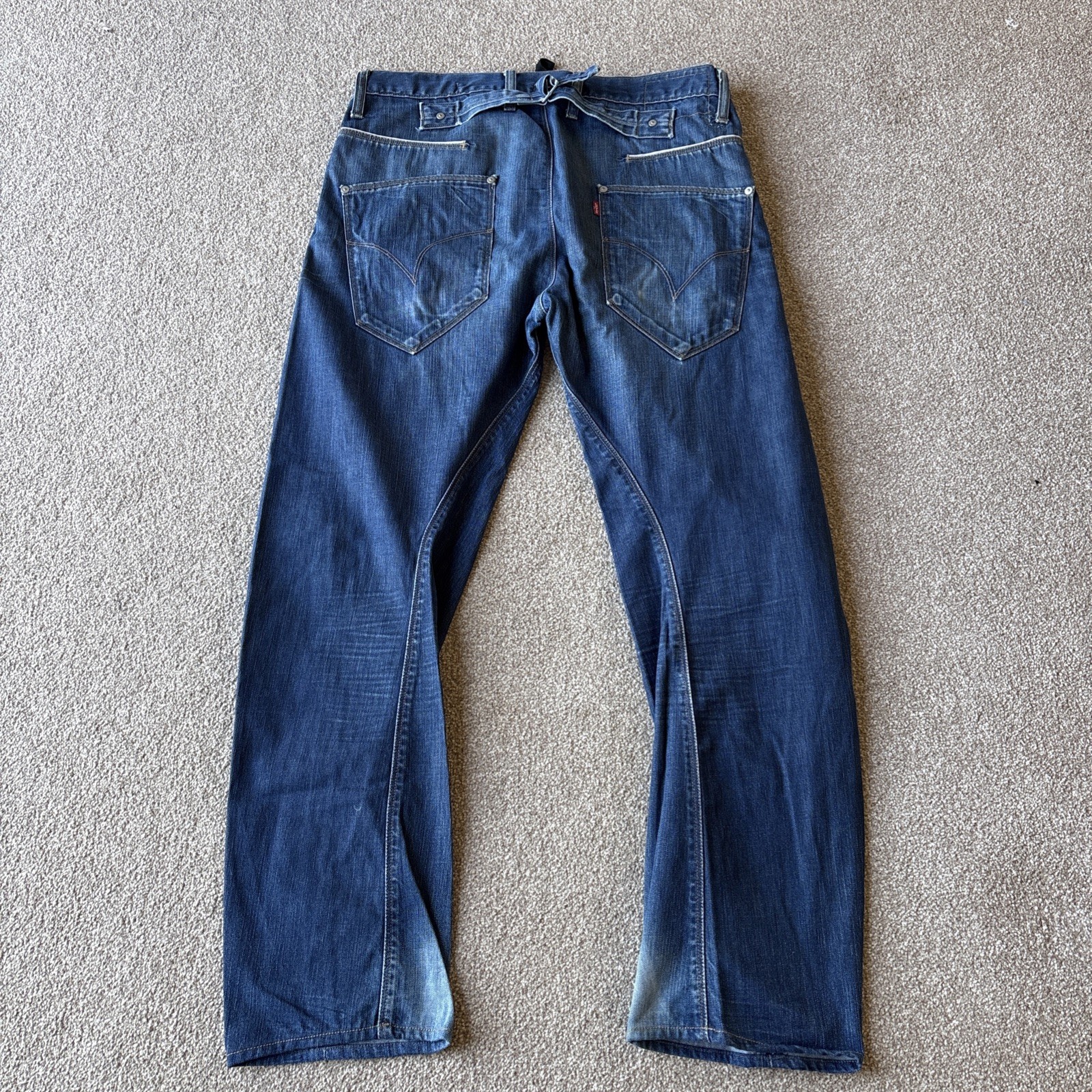 Levi’s Engineered Twist Blue Denim Jeans Cinch Back 33 x 30