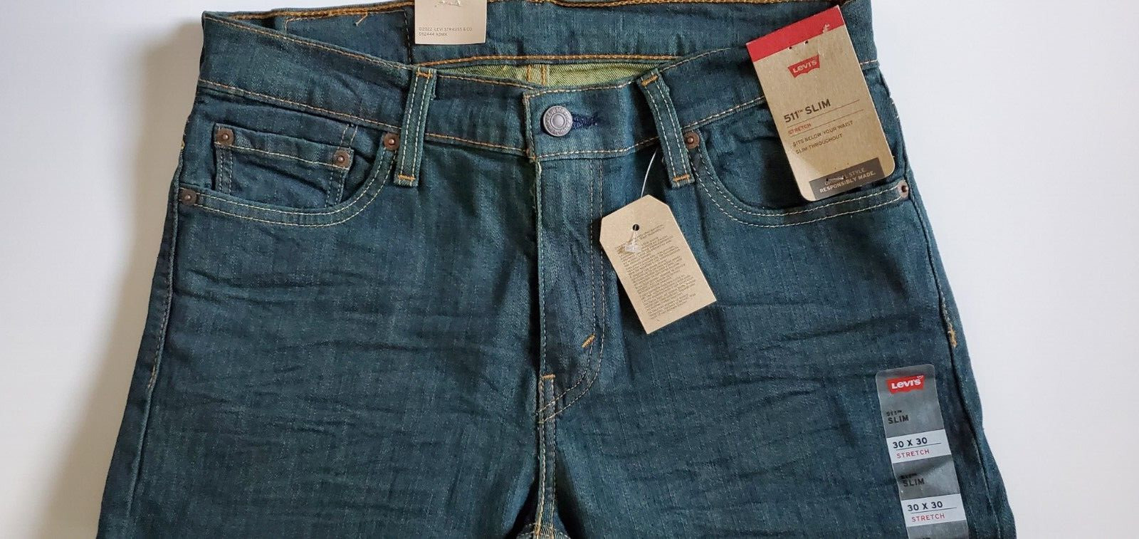 Levi’s 511 Slim-Fit Stretch Men’s Jeans, Rinsed Playa, Size: 30″W x 30″L