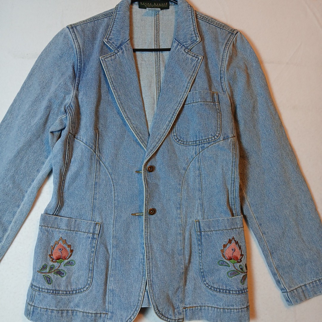 Harve Benard by Benard Holtzman Denim Jacket,embroidered Pockets NWT Size 10