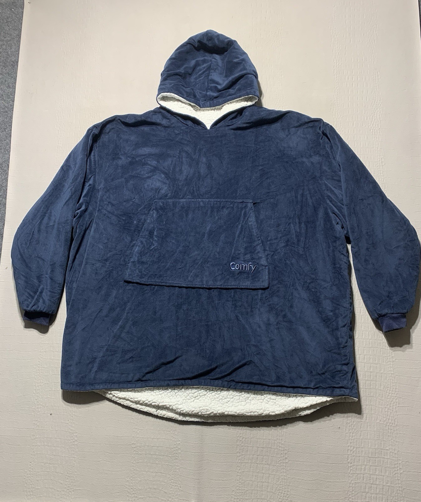The Comfy Gray Oversized Sherpa Lined Pullover Hoodie w/ Pockets One Size