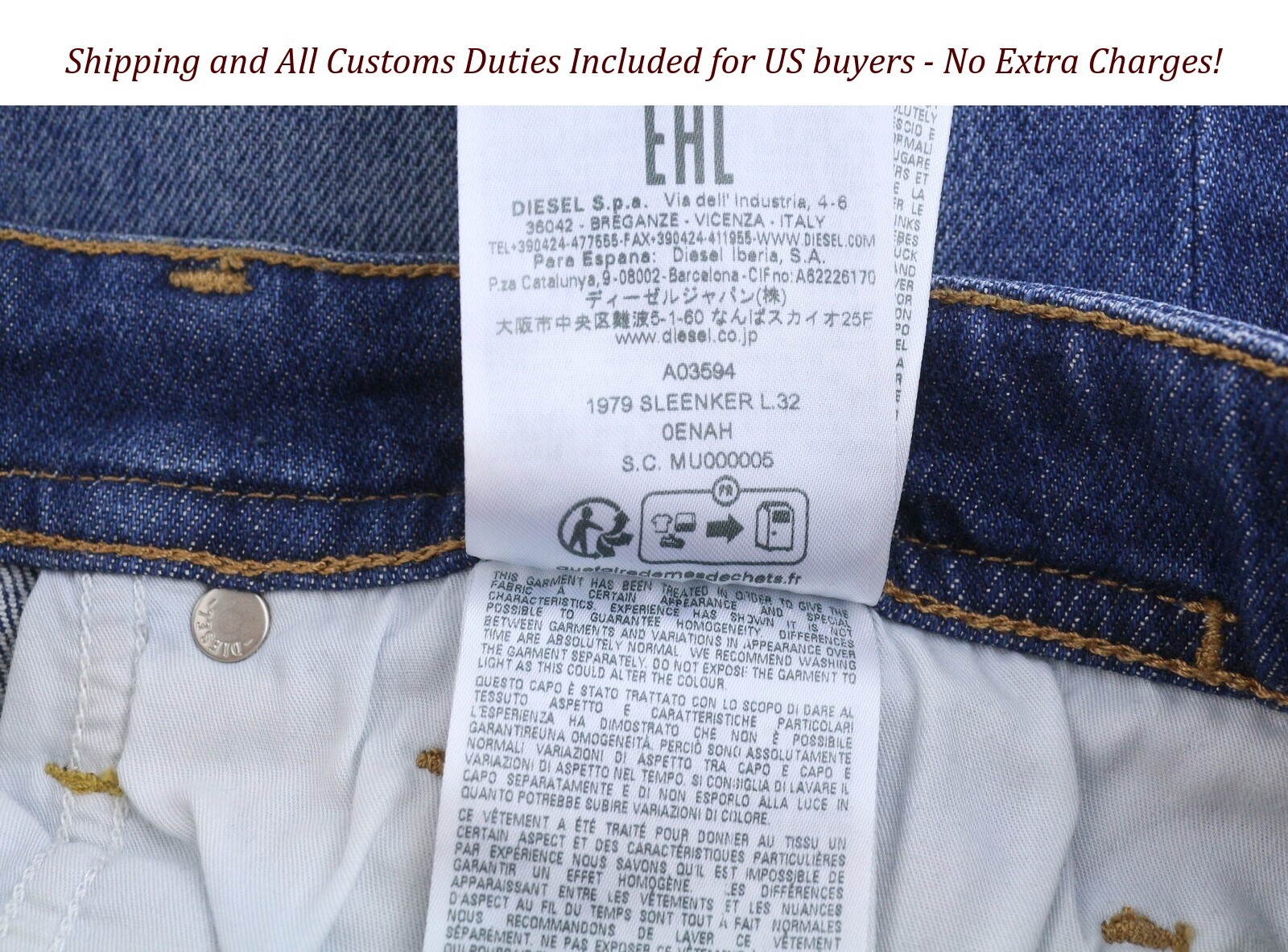 DIESEL 1979 Sleenker 0ENAH Men Jeans W30/L32 Blue Faded Whiskers Skinny Fit –